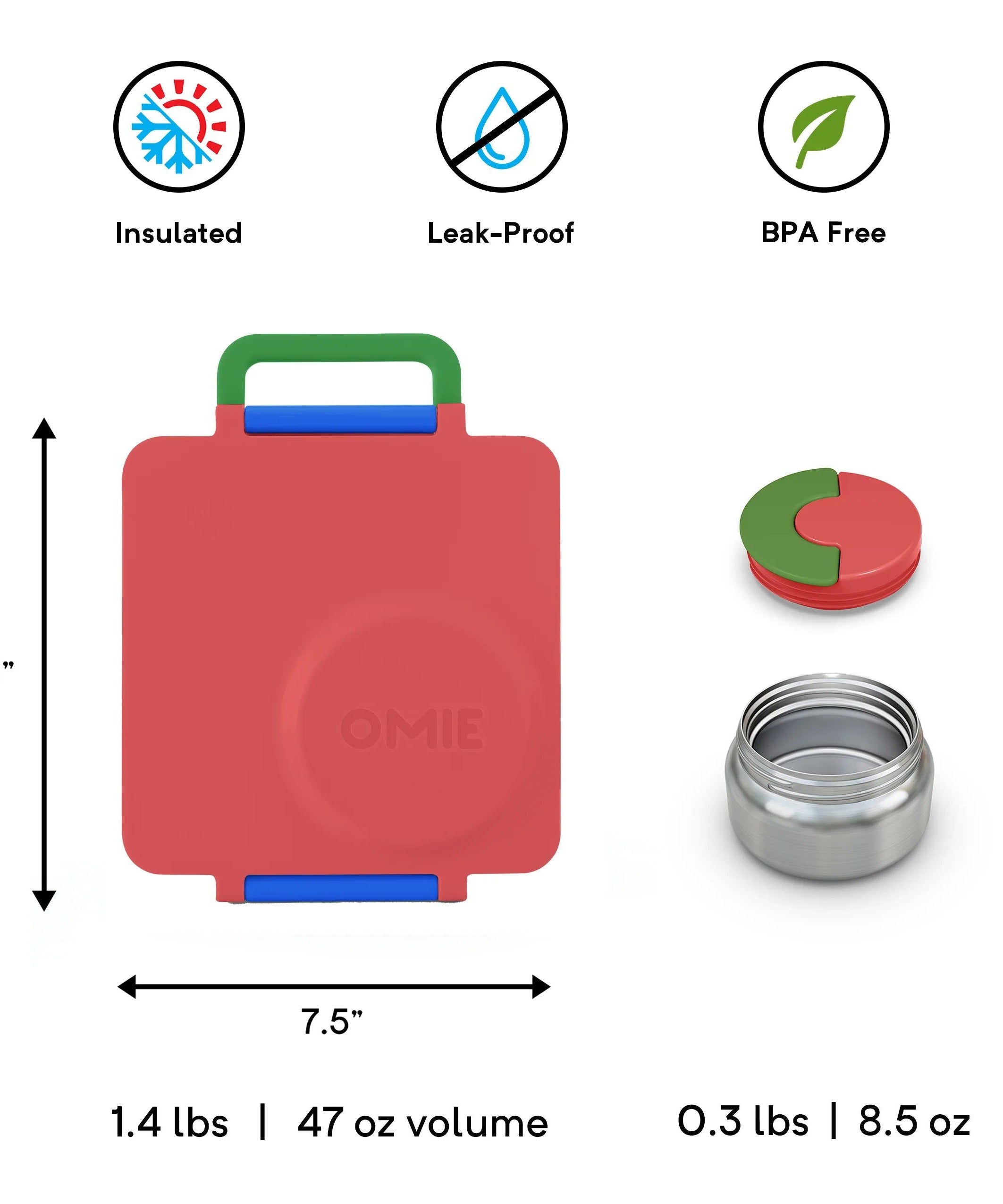 OmieBox 保温红色便当盒