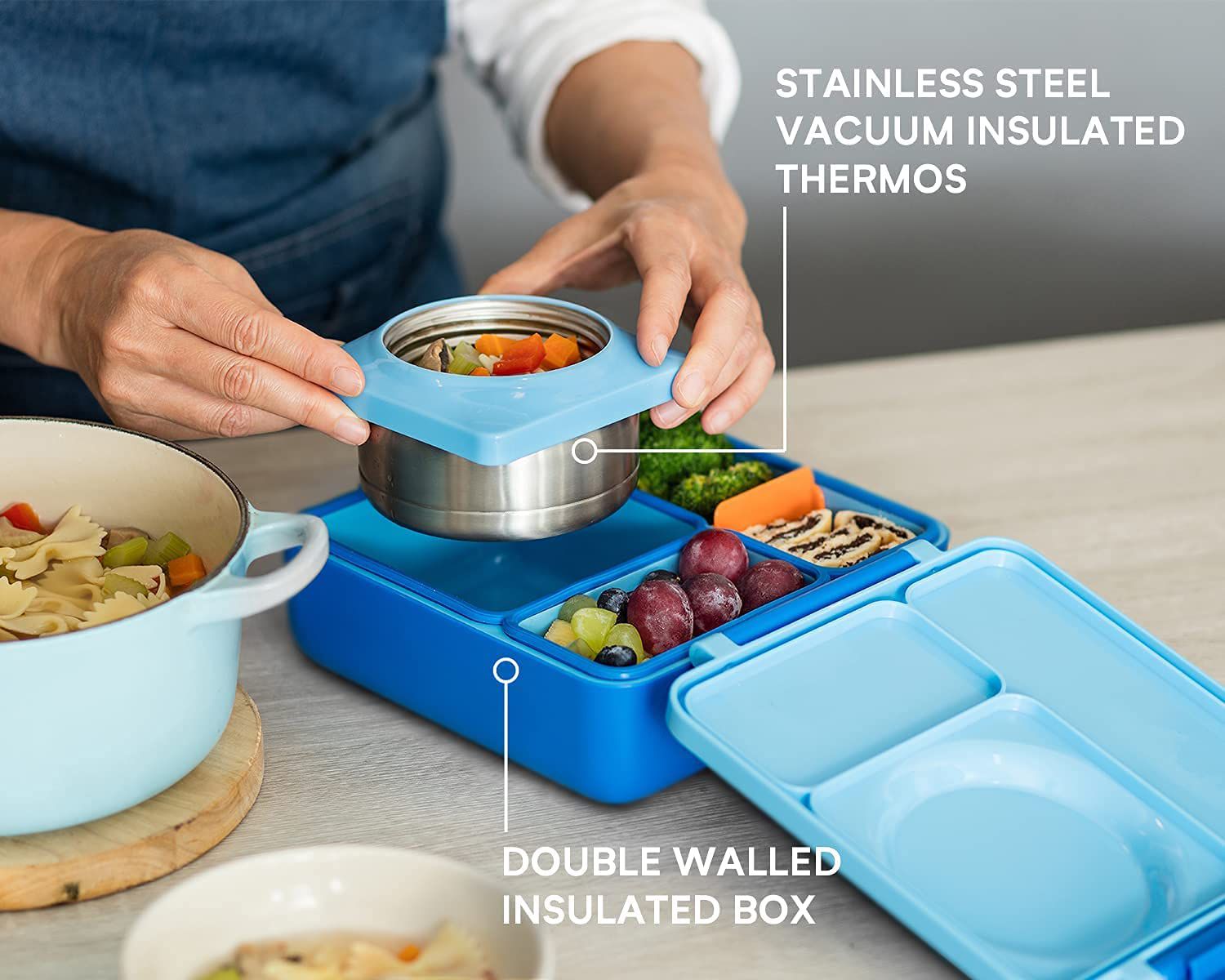 OmieBox - Boîte à repas Bento bleue isolante thermique