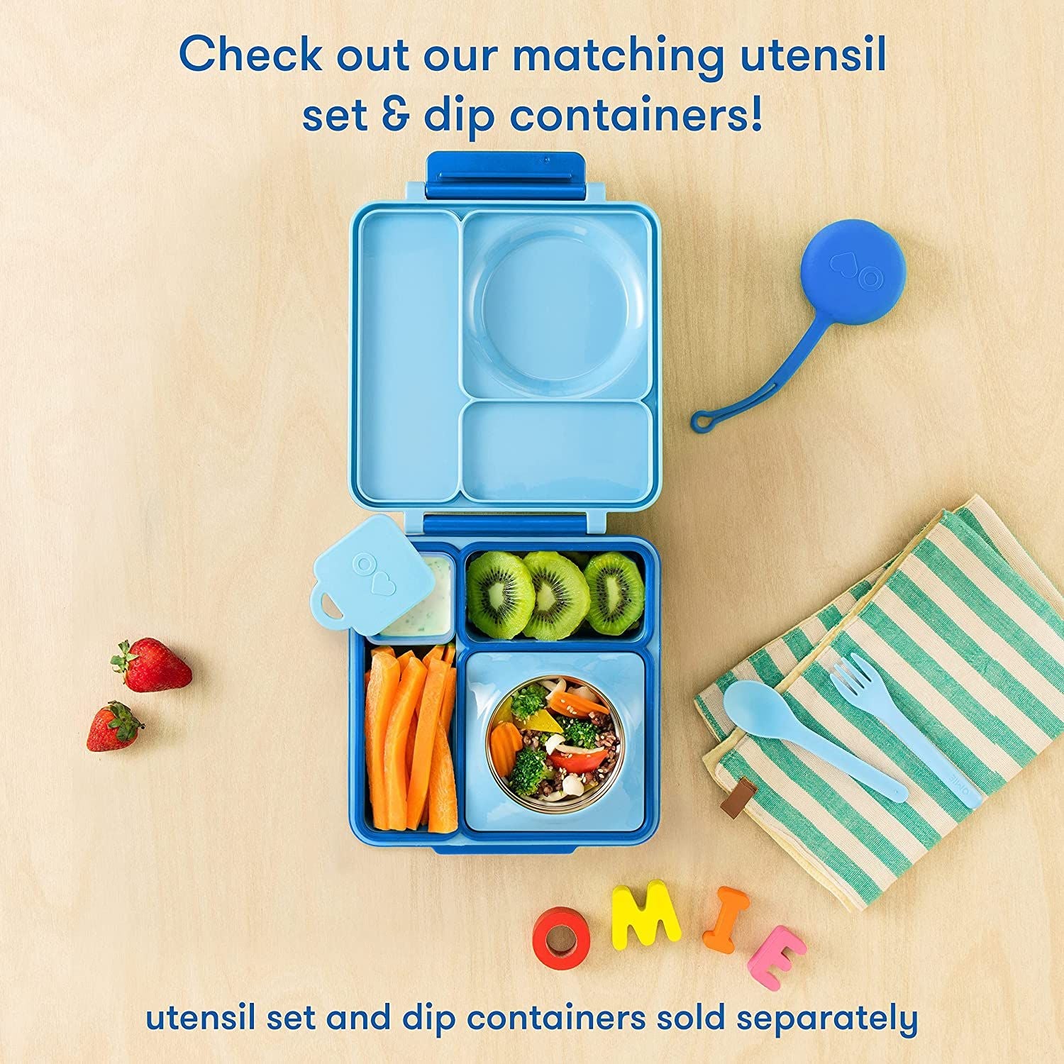OmieBox - Boîte à repas Bento bleue isolante thermique