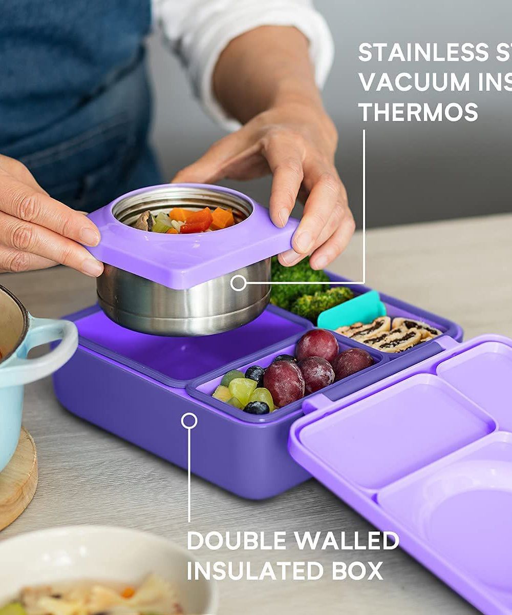 OmieBox Geïsoleerde Paarse Bento Lunchbox