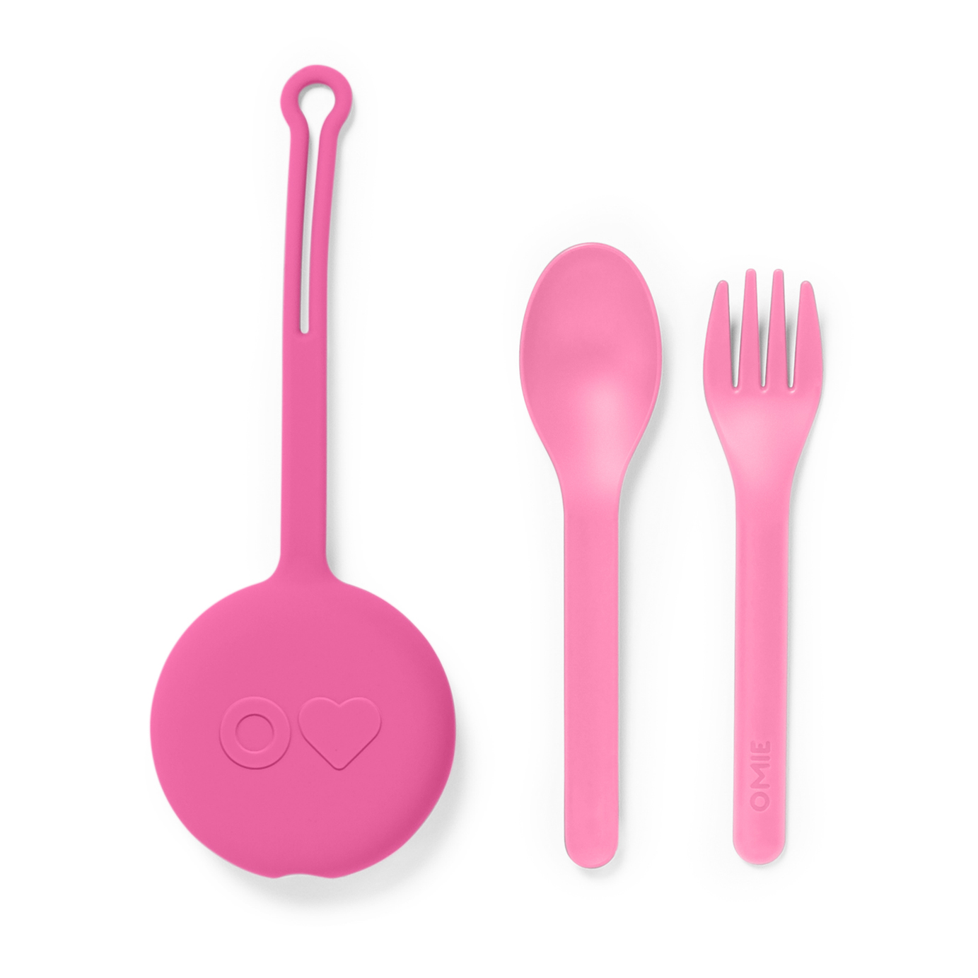 Omiebox - OmiePod Ensemble de fourchette et cuillère en silicone rose ballon