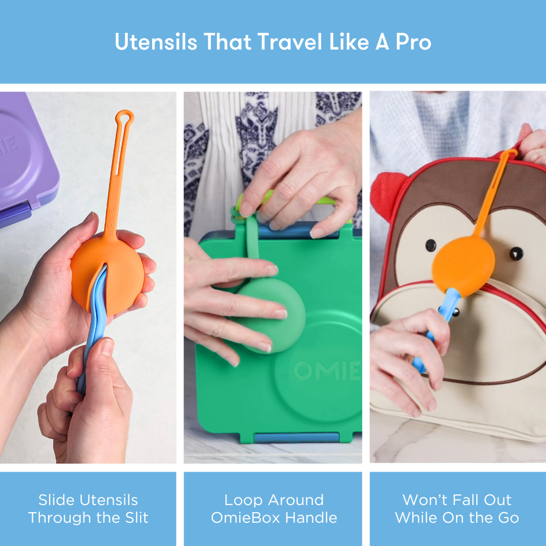 Omiebox - OmiePod Capri 蓝色硅胶叉子和勺子套装