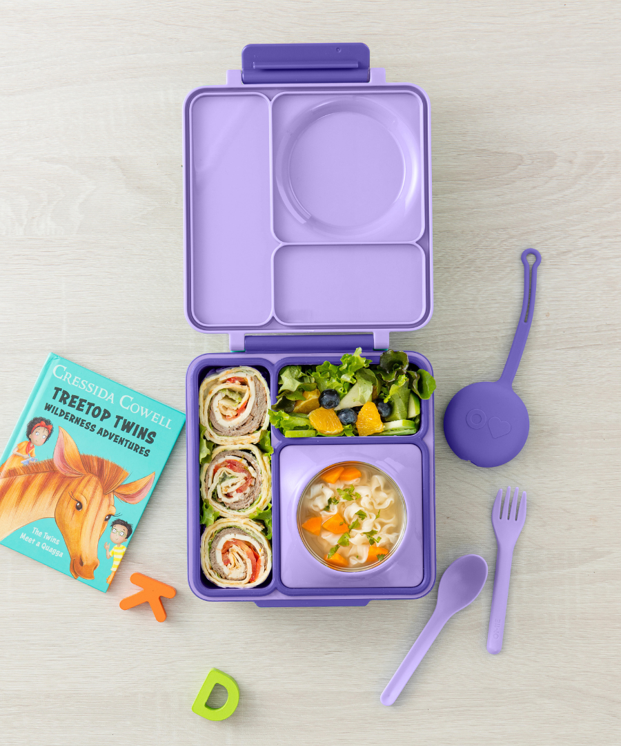 Omiebox - OmiePod Lila Silikon Çatal ve Kaşık Seti