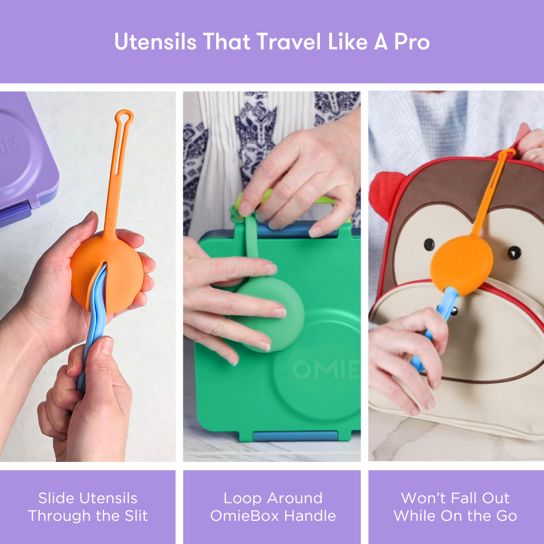 Omiebox - OmiePod Lila Silikon Çatal ve Kaşık Seti