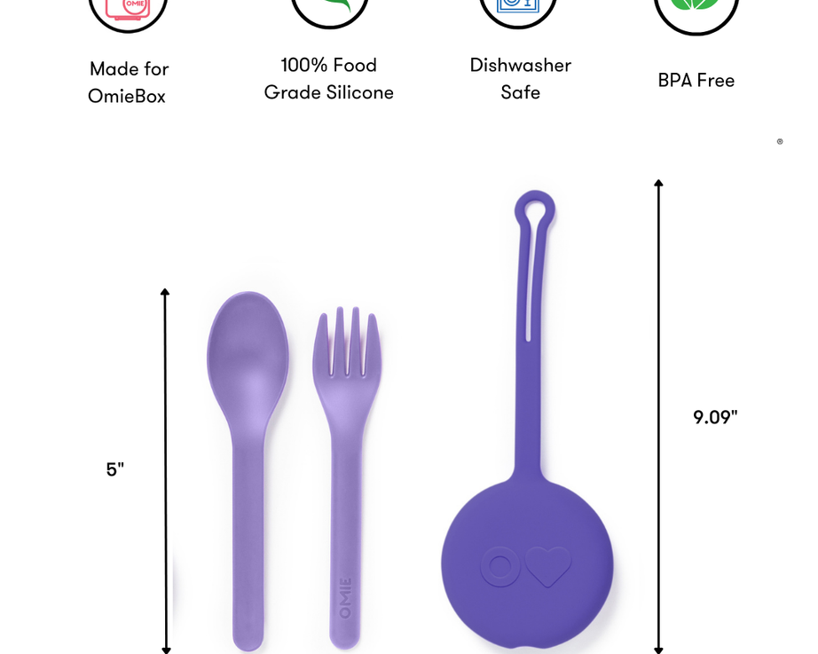 Omiebox - OmiePod Purple Silicone Fork and Spoon Set