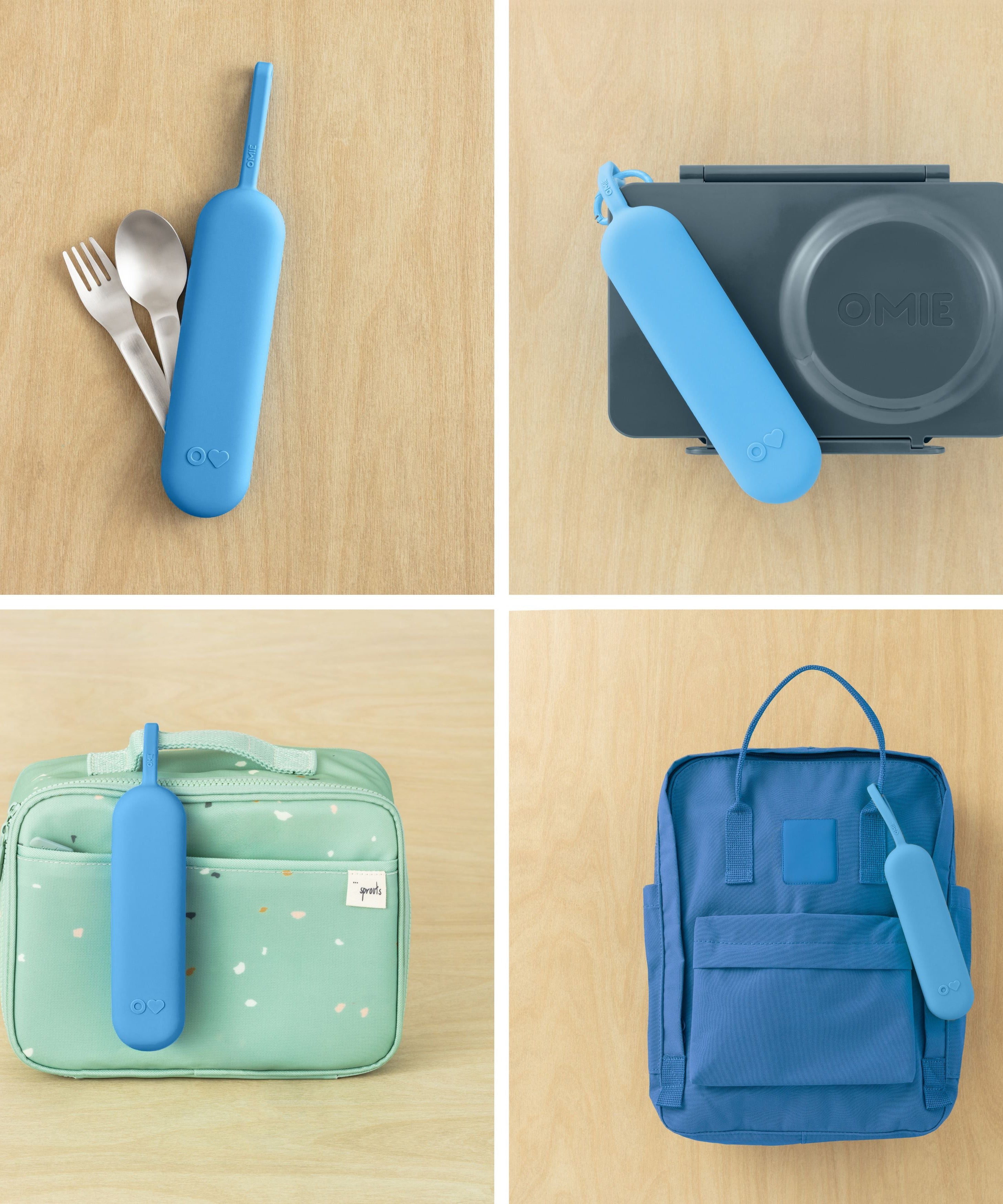 Omiebox - ست چنگال و قاشق OmiePod UP Azure سیلیکونی