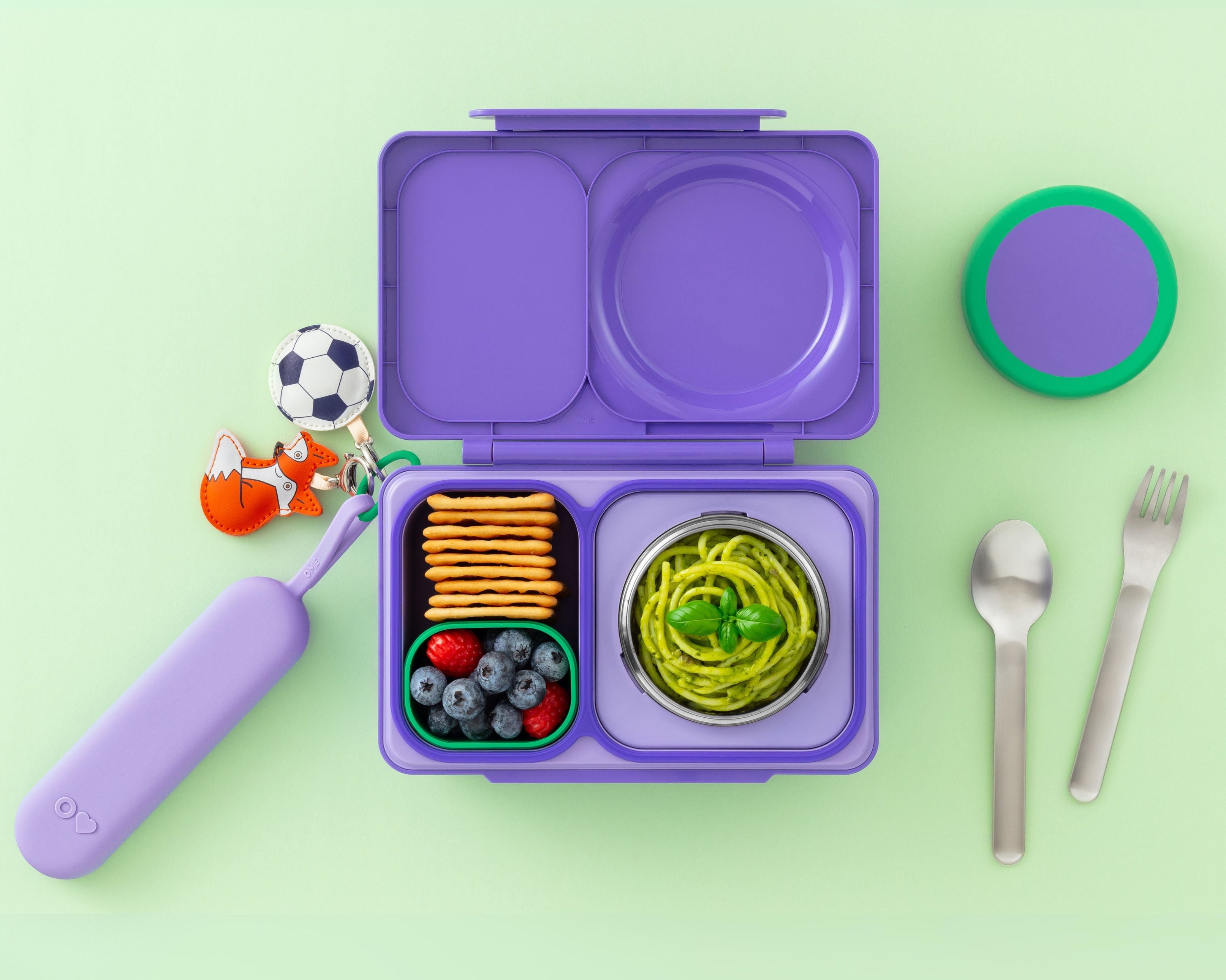 Omiebox - OmiePod UP Menekşe Silikon Çatal ve Kaşık Seti