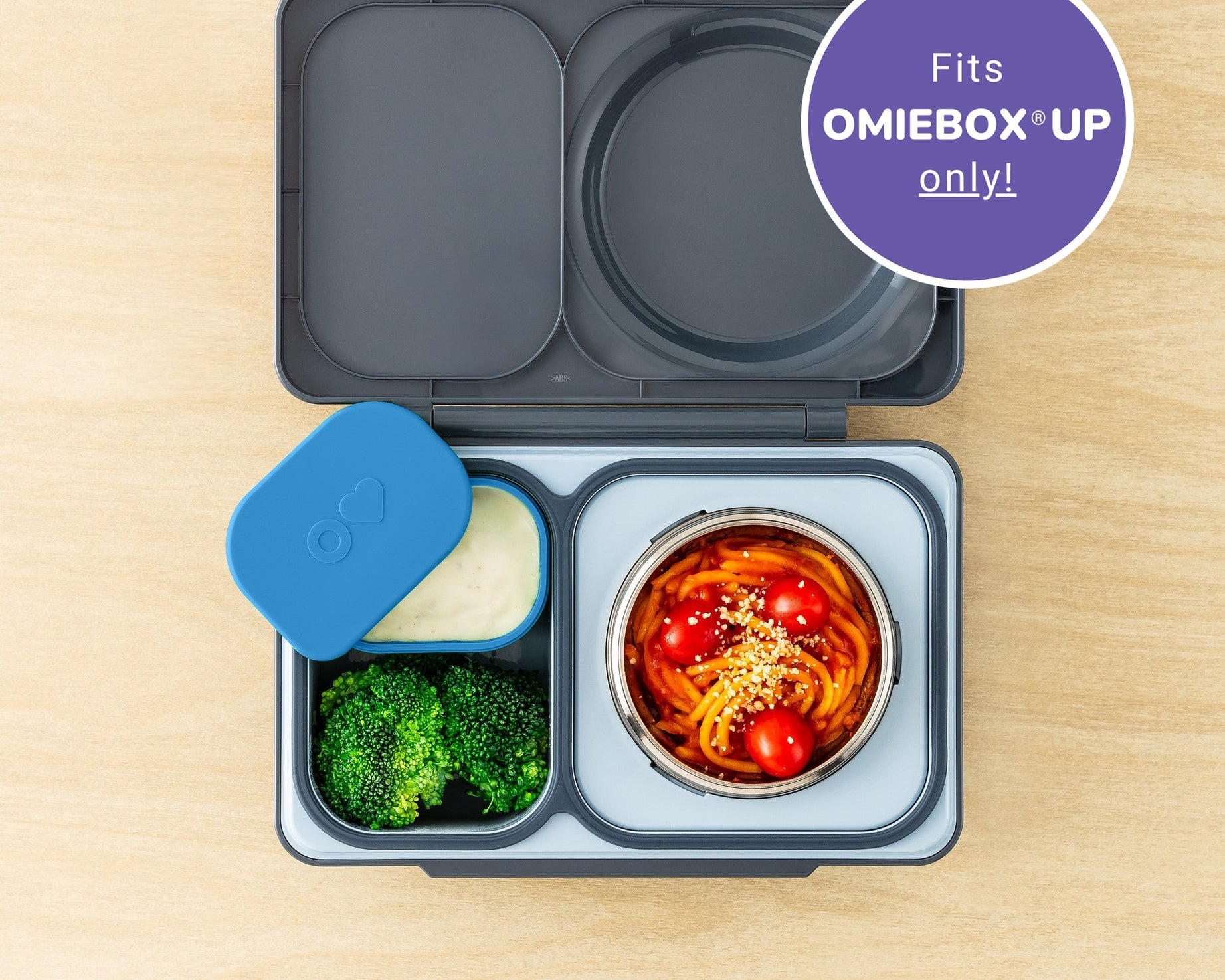 Omiebox - UP बेंटो बॉक्स आंतरिक विभाजन कंटेनर 2 टुकड़े नीला/नारंगी