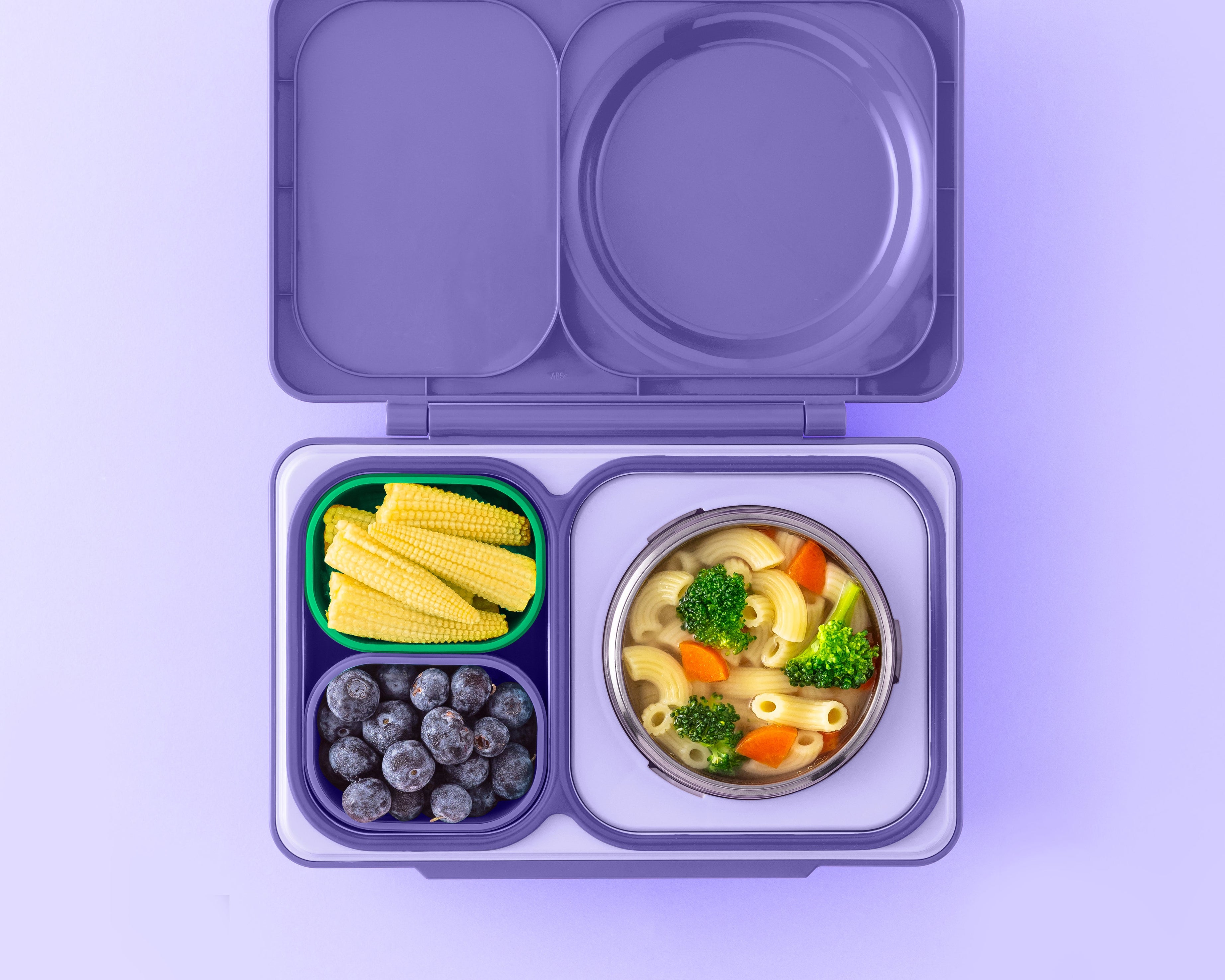 Omiebox - UP बेंटो बॉक्स आंतरिक विभाजन कंटेनर 2 टुकड़े बैंगनी/हरा