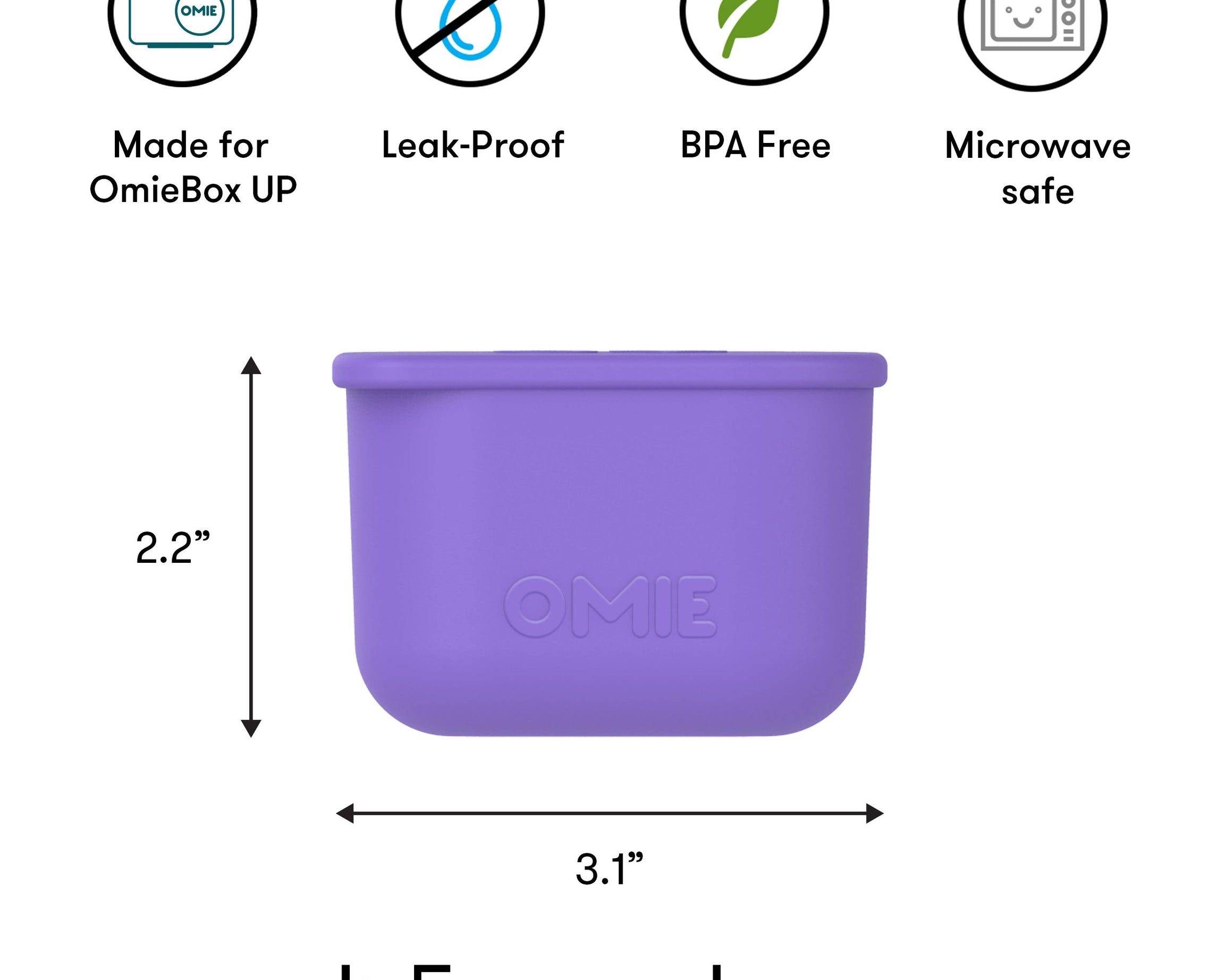 Omiebox - UP बेंटो बॉक्स आंतरिक विभाजन कंटेनर 2 टुकड़े बैंगनी/हरा