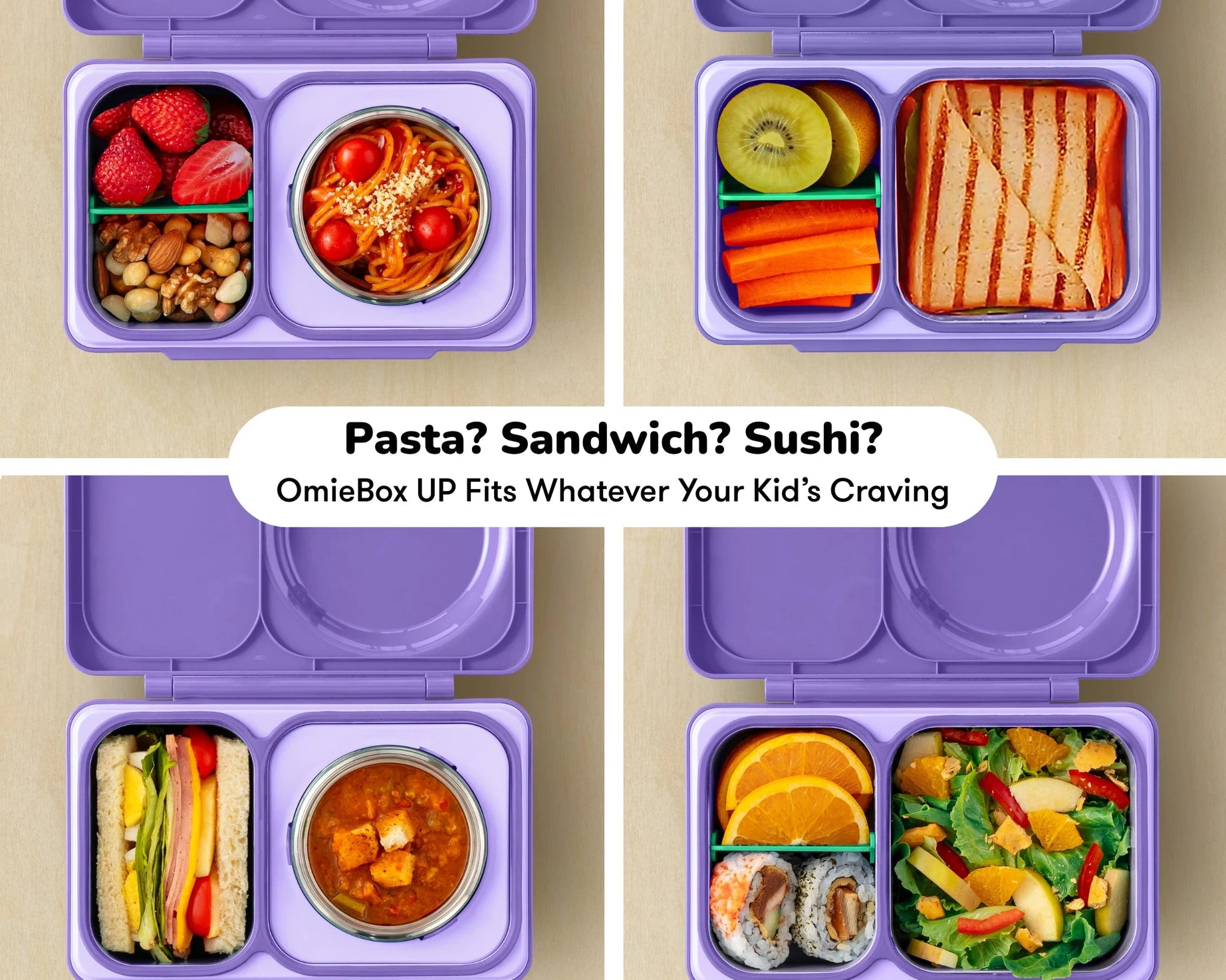 Omiebox - UP ताप इन्सुलेटेड 2. पीढ़ी गैलेक्सी पर्पल बेंटो भोजन बॉक्स
