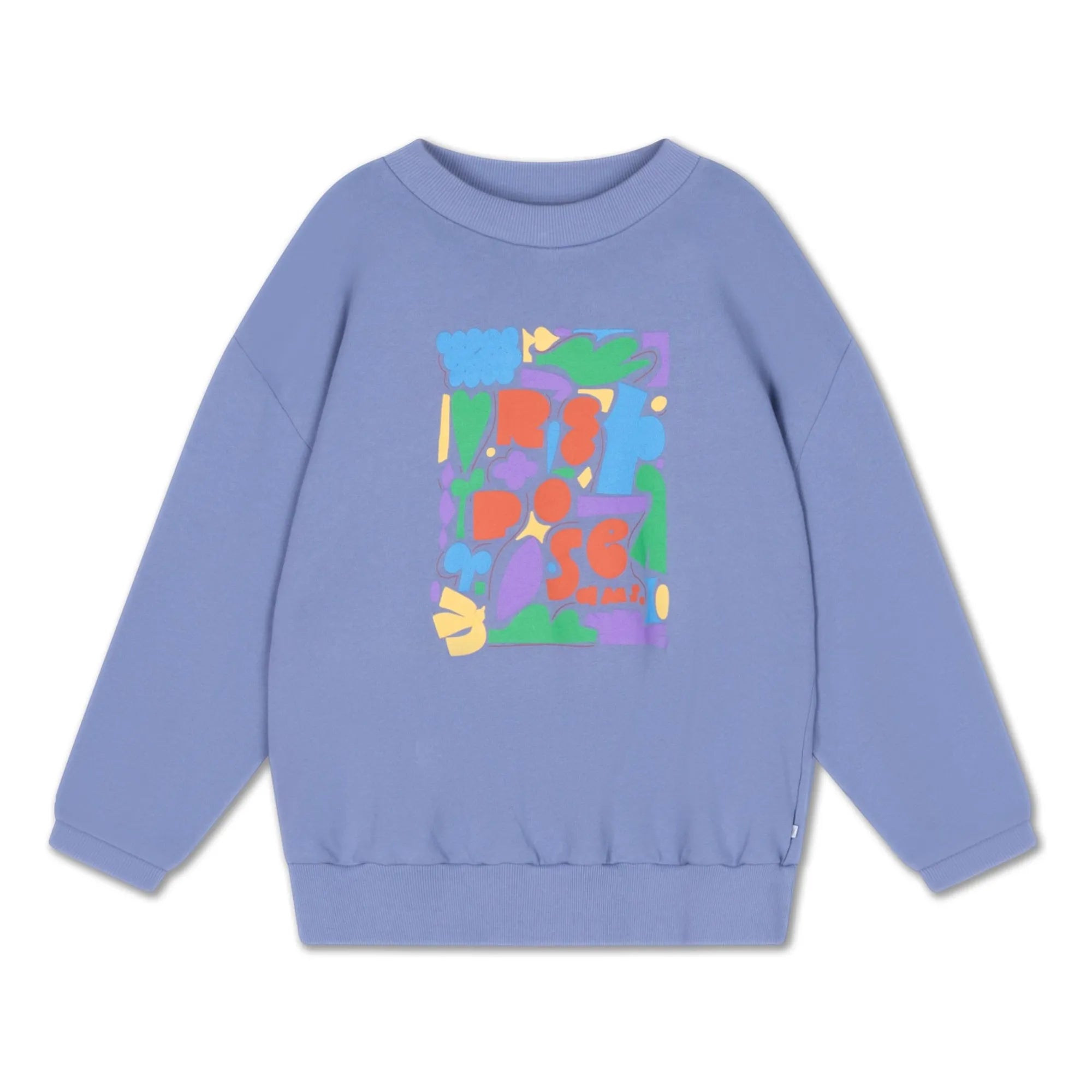 Repose AMS - Oversized Sweat Cozydrop Logo Grafik Organik Pamuk | Gri mavi