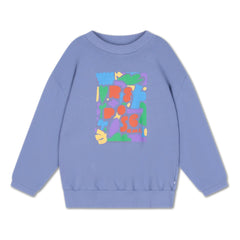 Repose AMS - Oversized Sweat Cozydrop Logo Grafik Organik Pamuk | Gri mavi