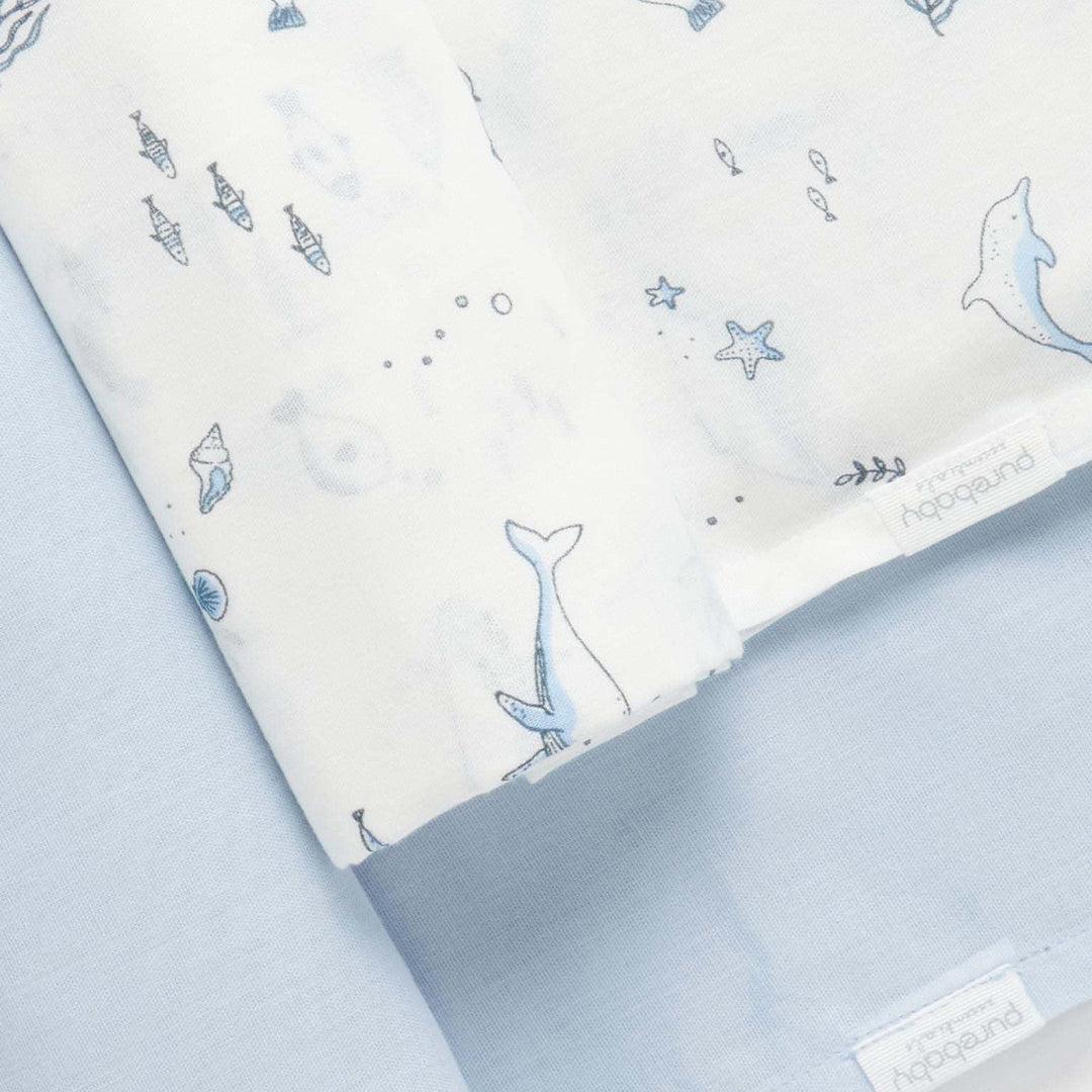 Purebaby Muslin Wrap 2 Pack - Pale Blue Nautical-Muslin Wraps-Pale Blue Nautical-One Size | Natural Baby Shower