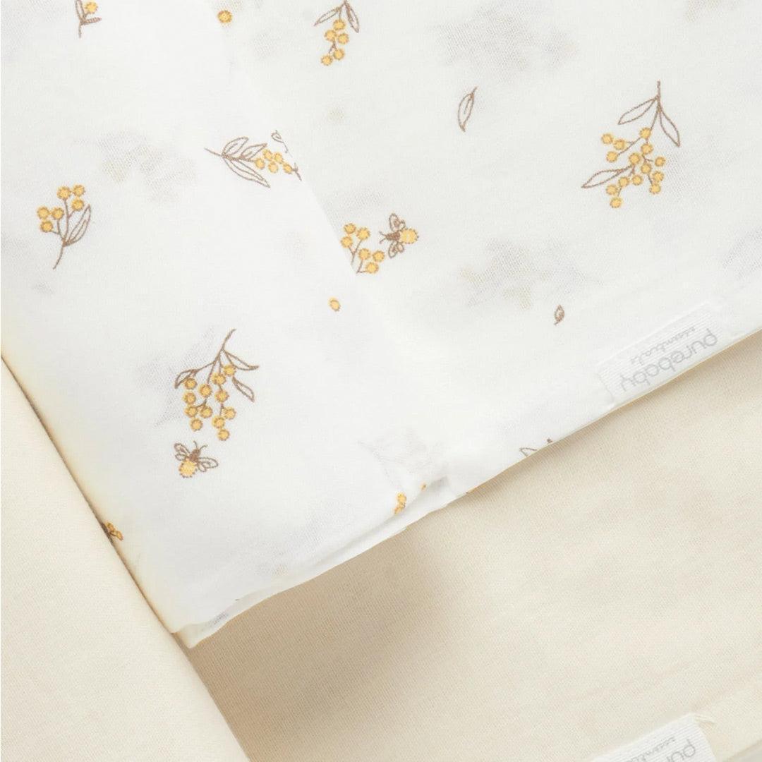 Purebaby Muslin Wrap 2 Pack - Wheat Wattle Bee-Muslin Wraps-Wheat Wattle Bee-One Size | Natural Baby Shower