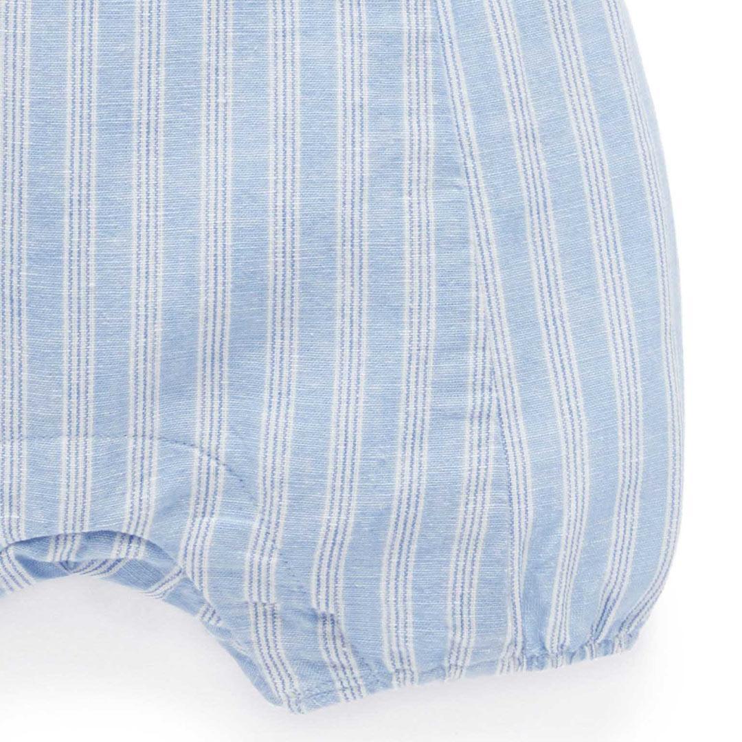 Purebaby Short Leg Overall Set - Laguna Stripe-Dungarees-Laguna Stripe-0-3m | Natural Baby Shower