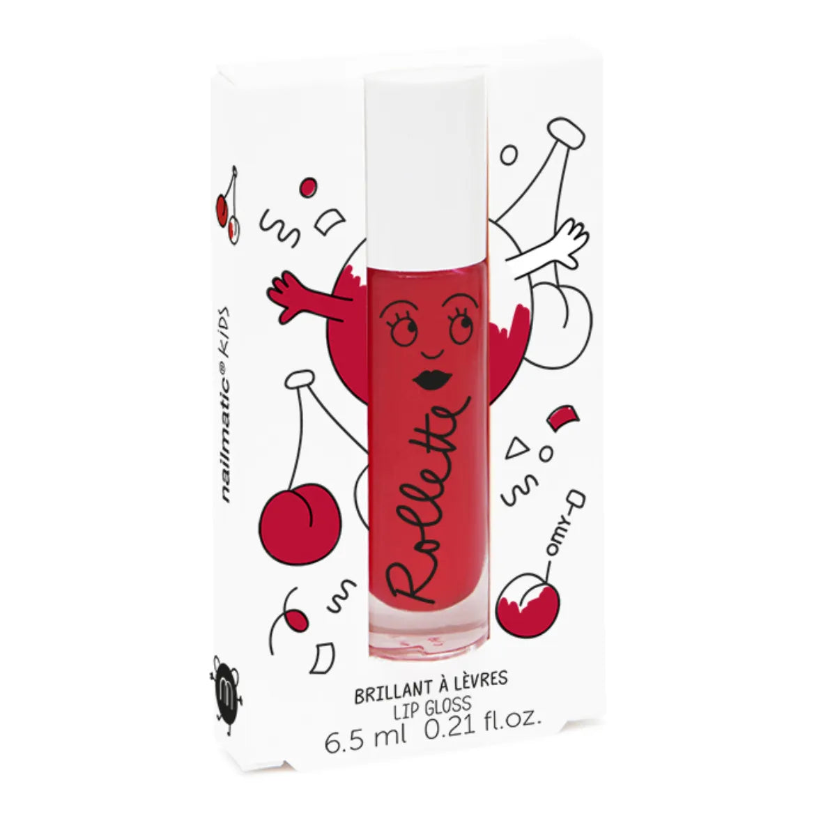 Nailmatic Kids - Rollette kiraz dudak parlatıcısı - 6,5 ml | Kiraz kırmızısı