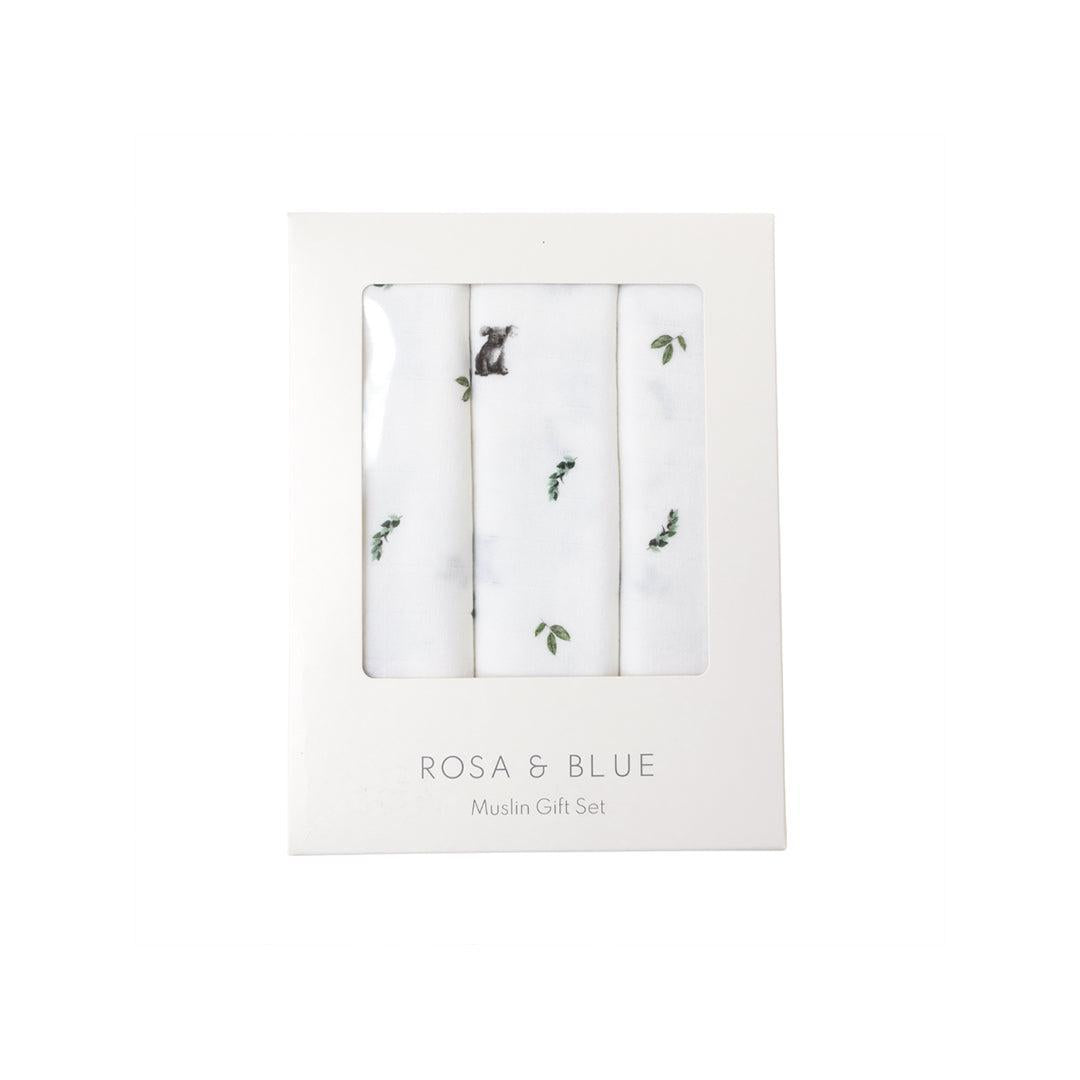 Rosa & Blue Muslin Squares - Koala - 3 Pack-Muslin Squares-Koala- | Natural Baby Shower