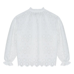 the new society - Sakura English Embroidered Blouse | White