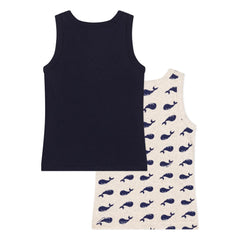 Petit Bateau - 2'li Organik Pamuklu Balina Atlet | Heather beige