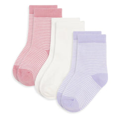 Petit Bateau - 3 Çift Çizgili Fitilli Çorap Seti | Pembe