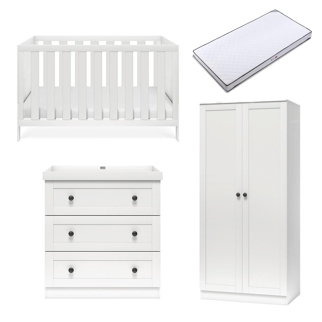 Silver Cross Bromley 3 Piece Room Set - White-Nursery Sets-White-Classic Mattress | Natural Baby Shower