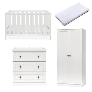 Silver Cross Bromley 3 Piece Room Set - White-Nursery Sets-White-Superior Mattress | Natural Baby Shower