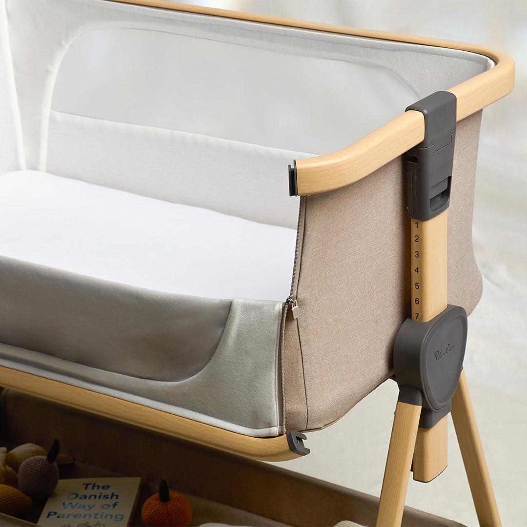 Silver Cross Lunar Bedside Crib - Oatmeal-Bedside Cribs-Oatmeal- | Natural Baby Shower