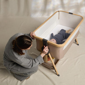 Silver Cross Lunar Bedside Crib - Oatmeal-Bedside Cribs-Oatmeal- | Natural Baby Shower