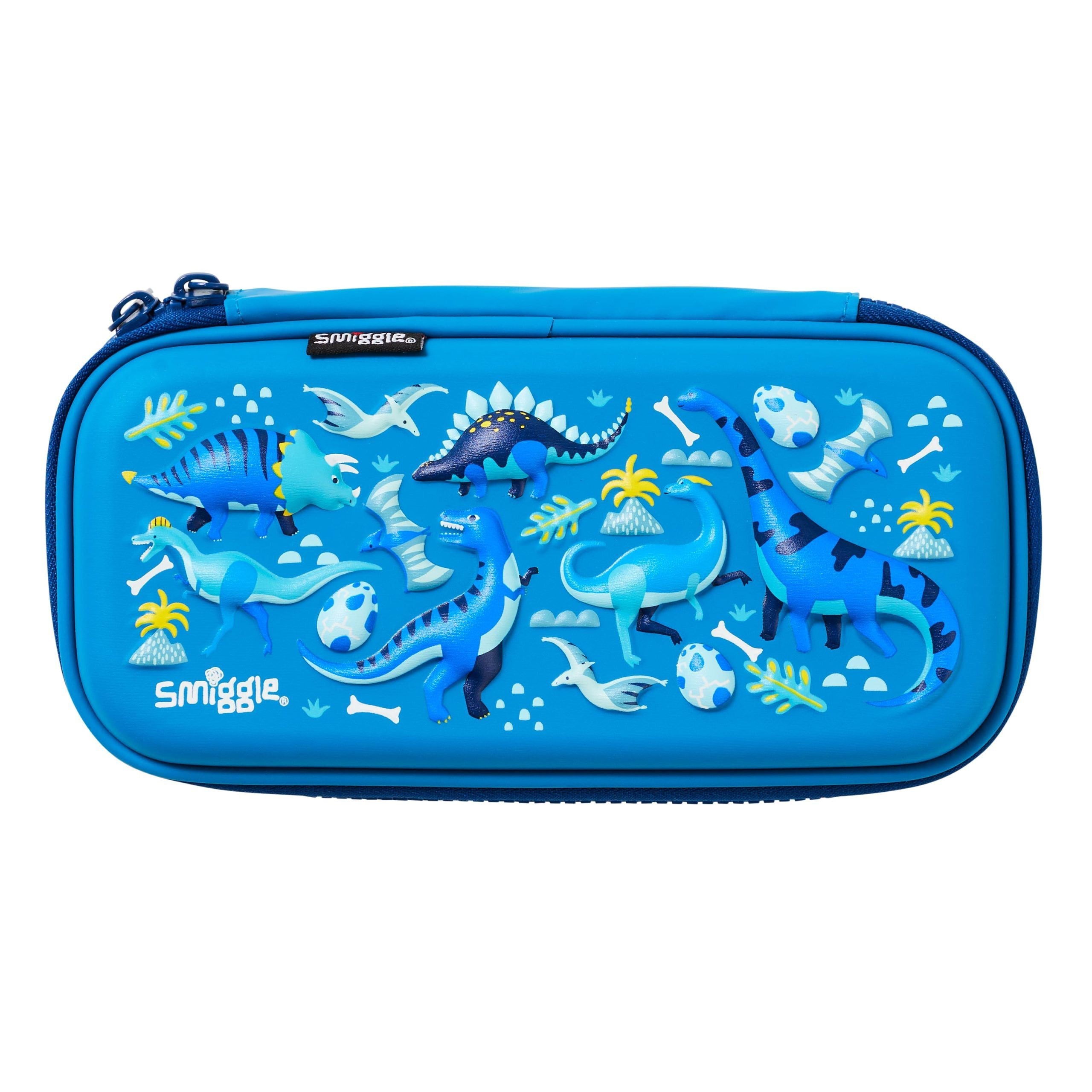 Smiggle - 3D Kabartmalı Hardtop Mavi Küçük Kalem Kutusu