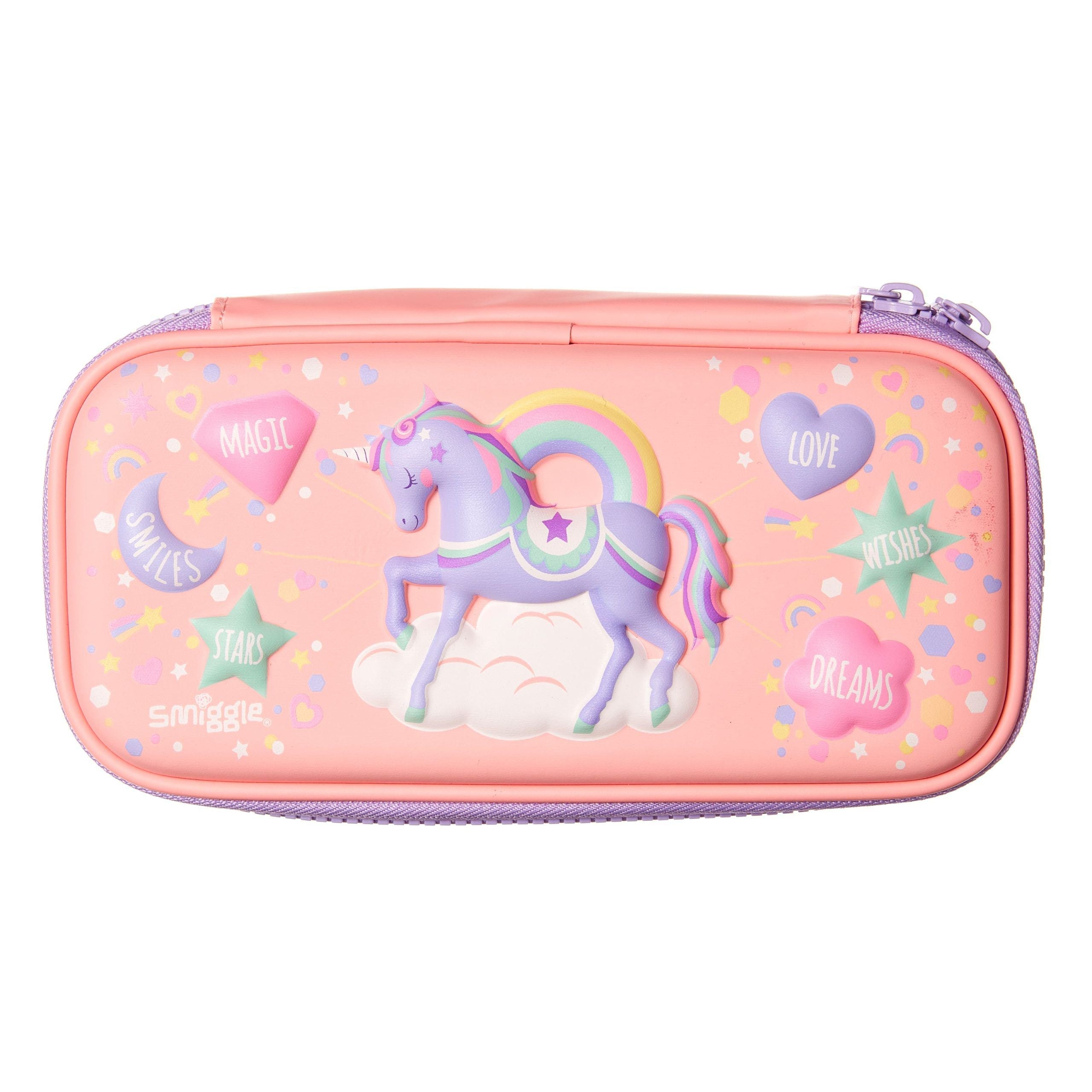 Smiggle - 3D Kabartmalı Hardtop Unicorn Kalem Kutusu