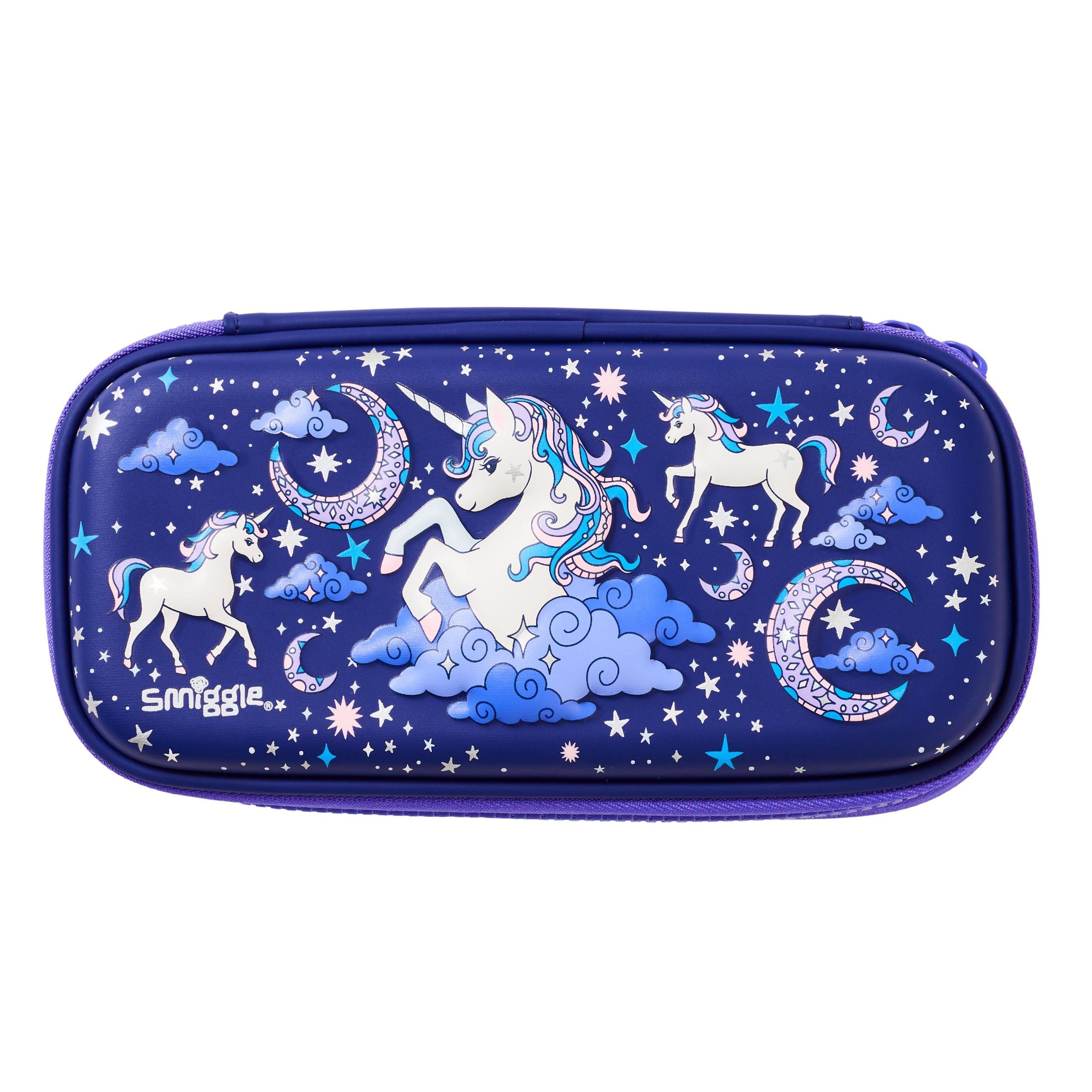 Smiggle - 3D Kabartmalı Hardtop Unicorn Küçük Kalem Kutusu