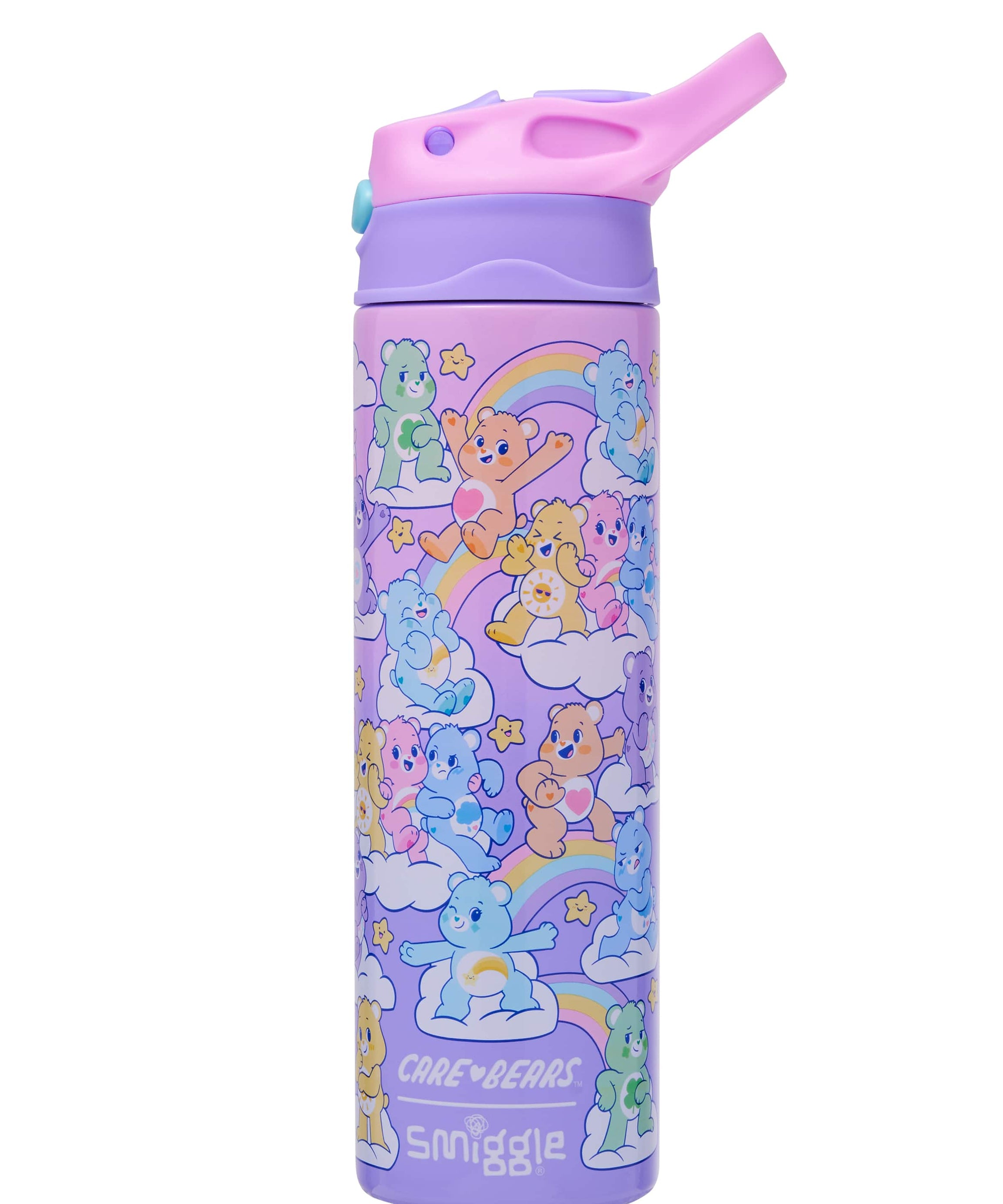 Smiggle - Care Bears  520ML Otomatik Gizli Pipetli Çelik Matara