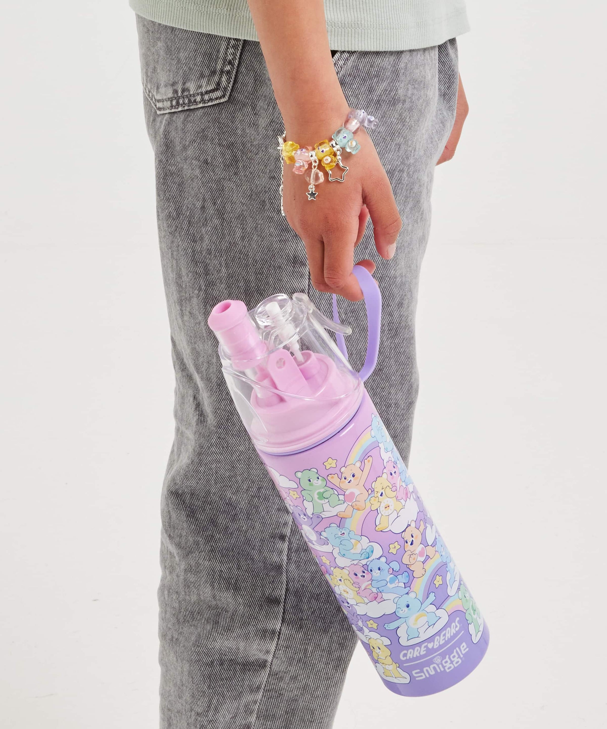 Smiggle - قمقمه استیل 500 میلی‌لیتری با اسپری آب طرح Care Bears