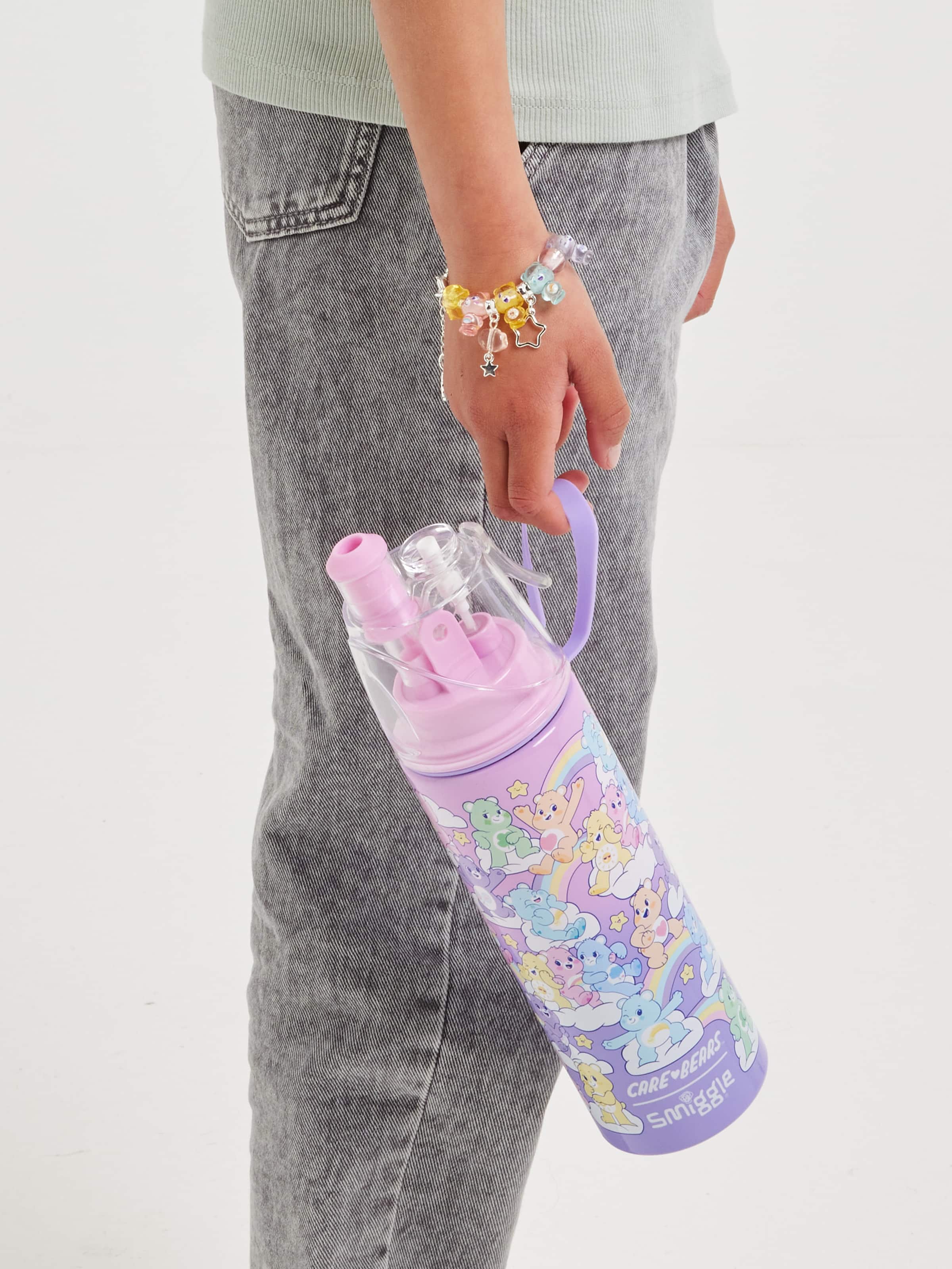 Smiggle - قمقمه استیل 500 میلی‌لیتری با اسپری آب طرح Care Bears