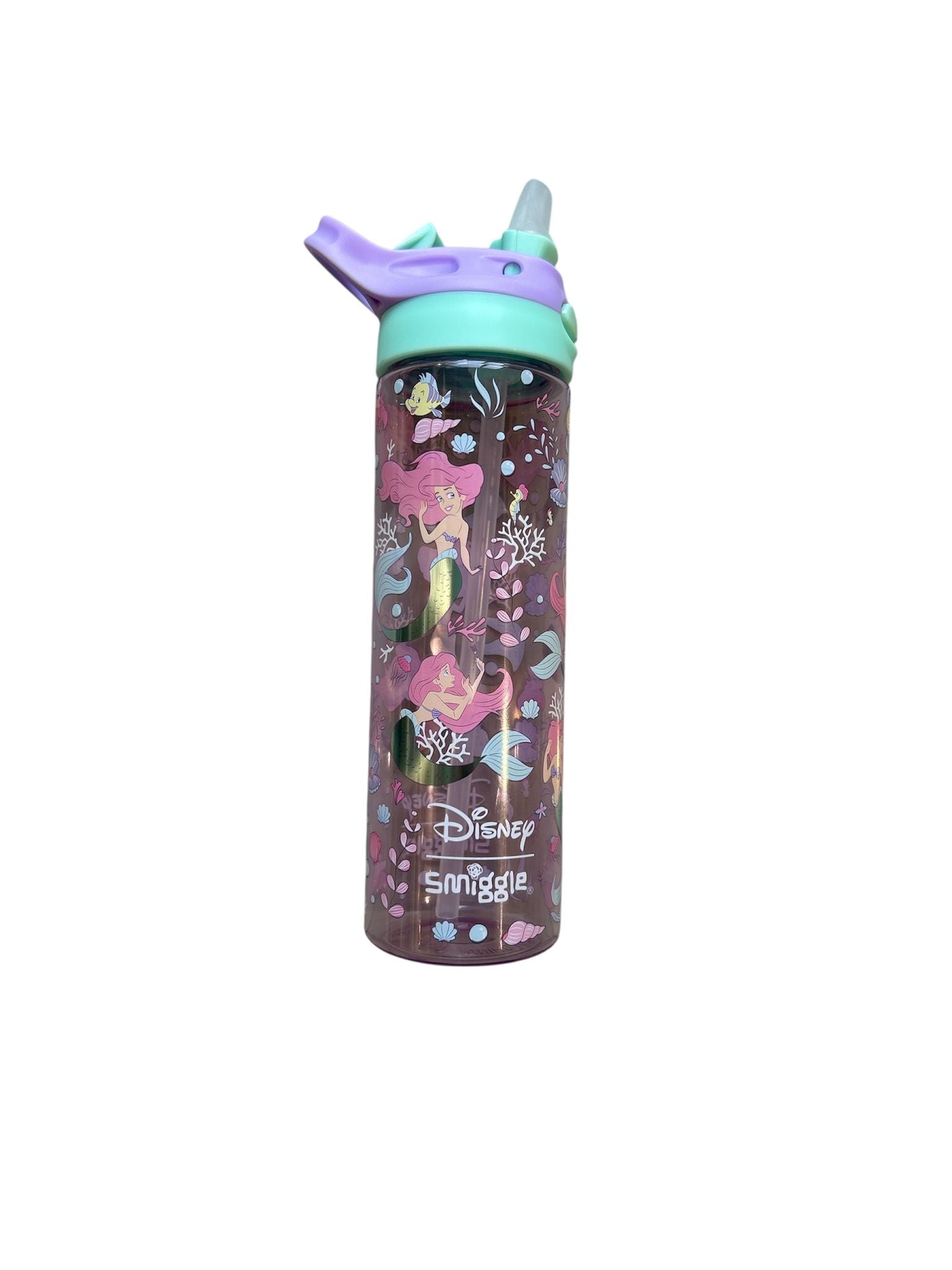 Smiggle - Disney Ariel Бутылка для воды 650ML с автоматической трубочкой без BPA