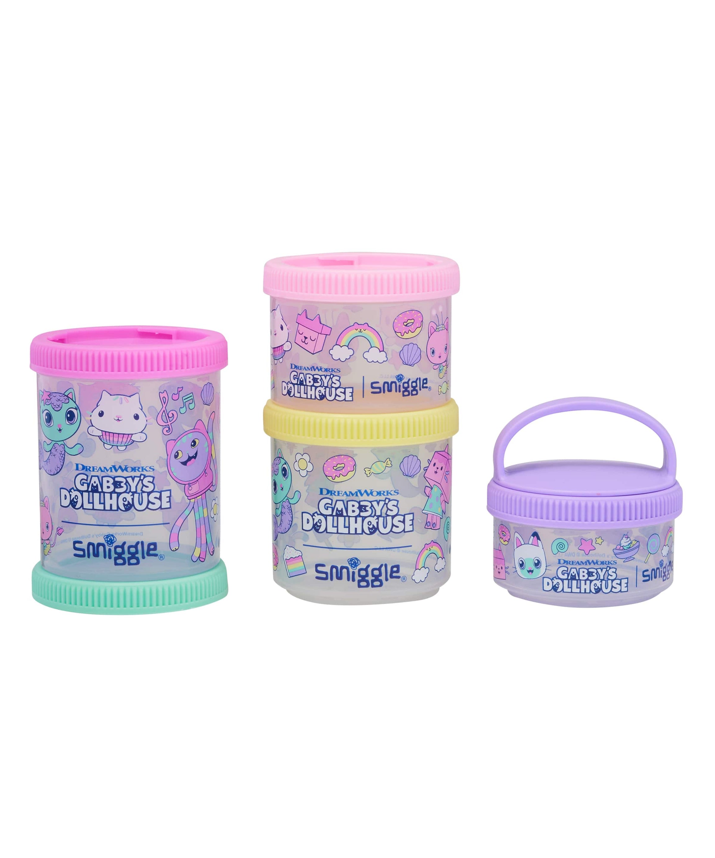 Smiggle - Gabbys Dollhouse 4lü Atıştırmalık Beslenme Kapları - Dinossi