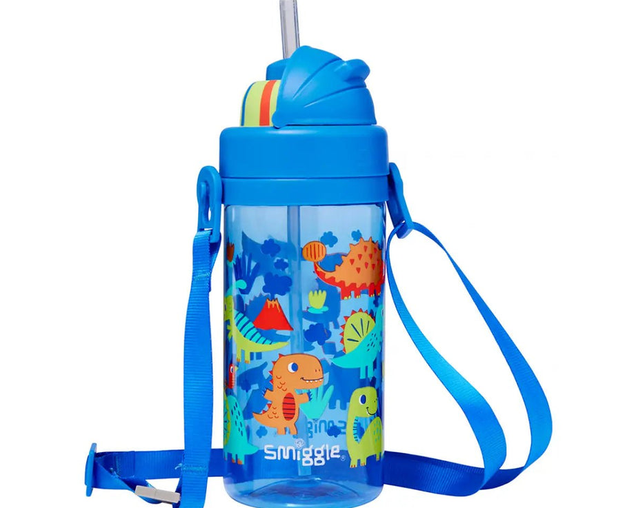 Smiggle - Glide Maliit na Dinossi Disenyo 400 ML BPAsız Lihim na Straw na Botelya ng Tubig