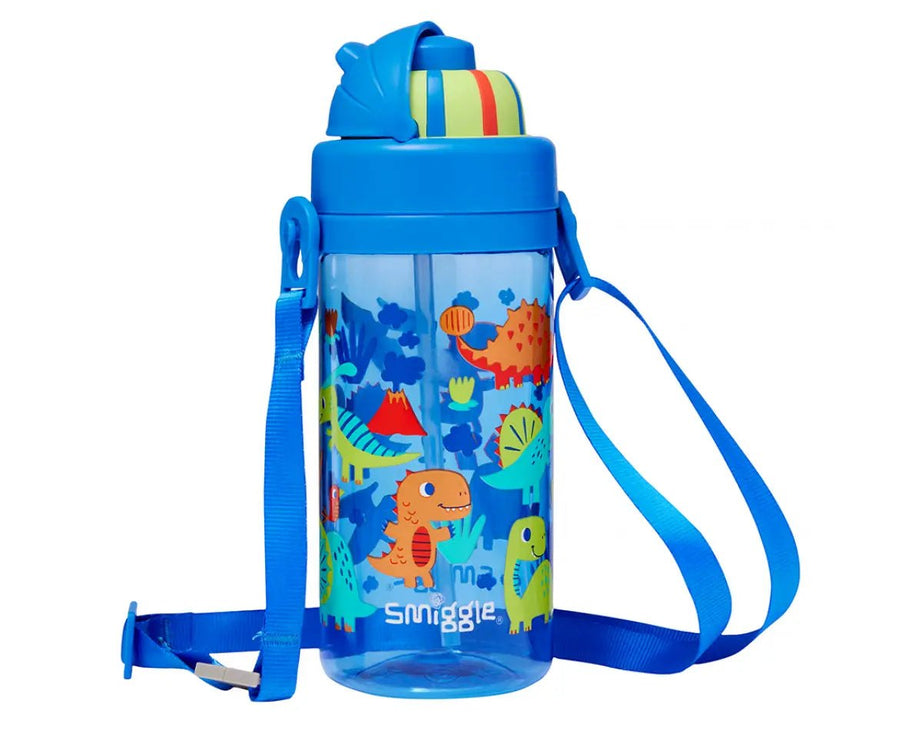 Smiggle - Glide Maliit na Dinossi Disenyo 400 ML BPAsız Lihim na Straw na Botelya ng Tubig