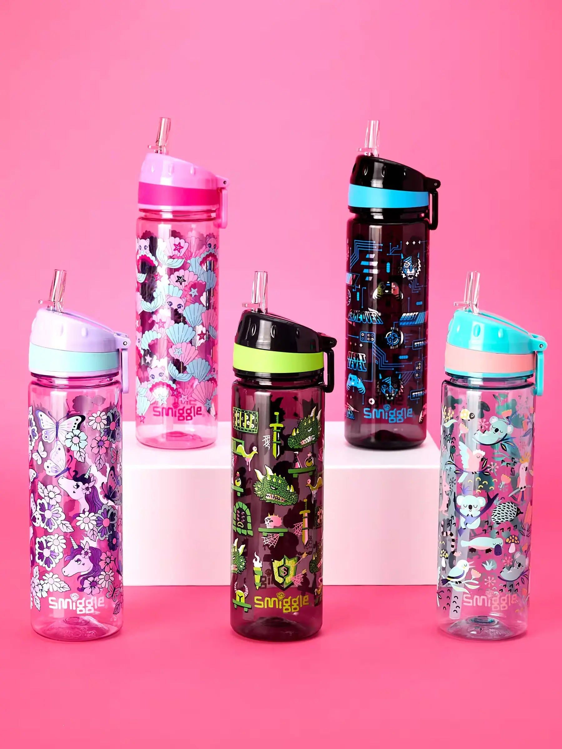 Smiggle - Hi There Pipetli 650ML BPA İçermeyen Suluk - Dinossi