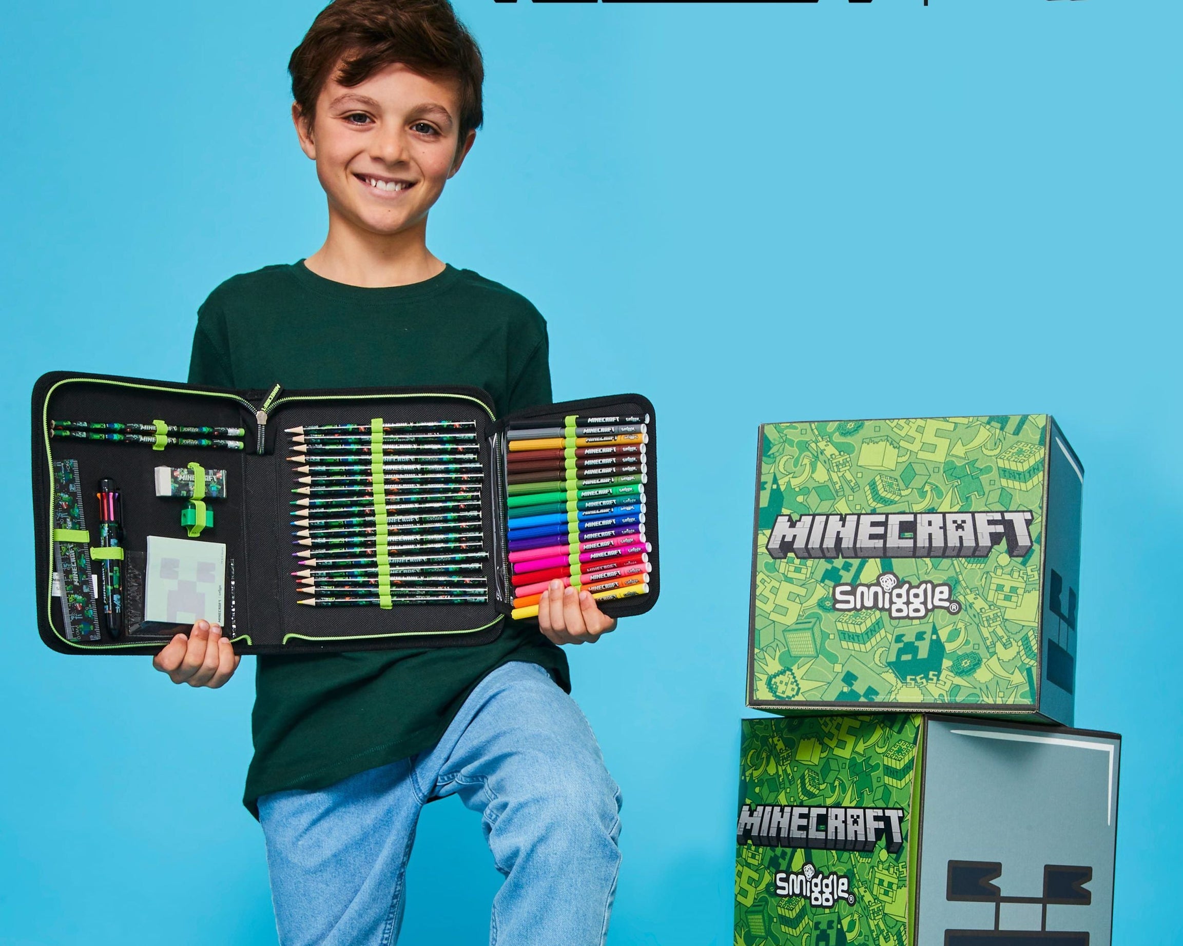 Smiggle - Minecraft Kantoorbenodigdheden Set en Pennenbakje
