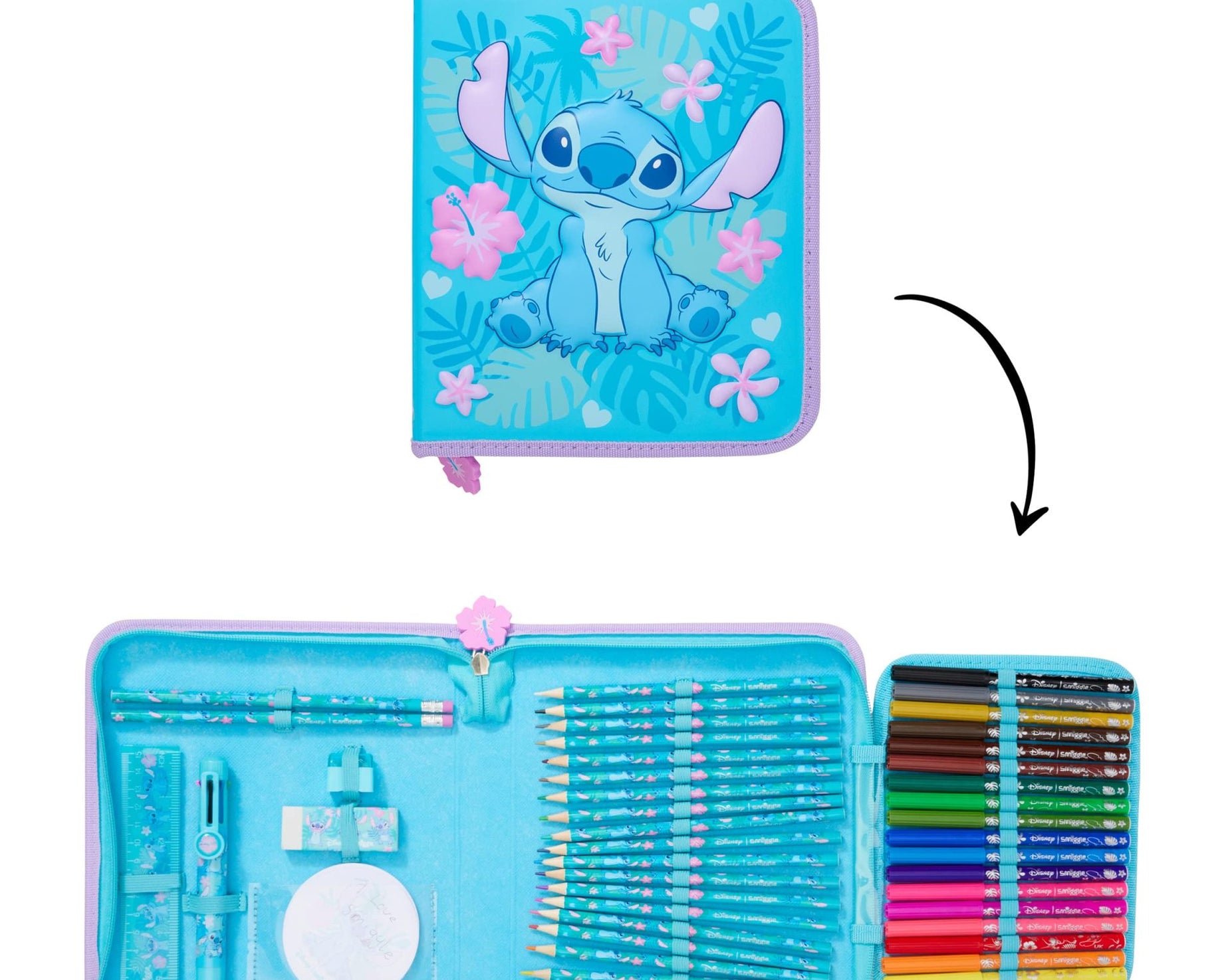 Smiggle - Set de papeterie Stitch et trousse à crayons