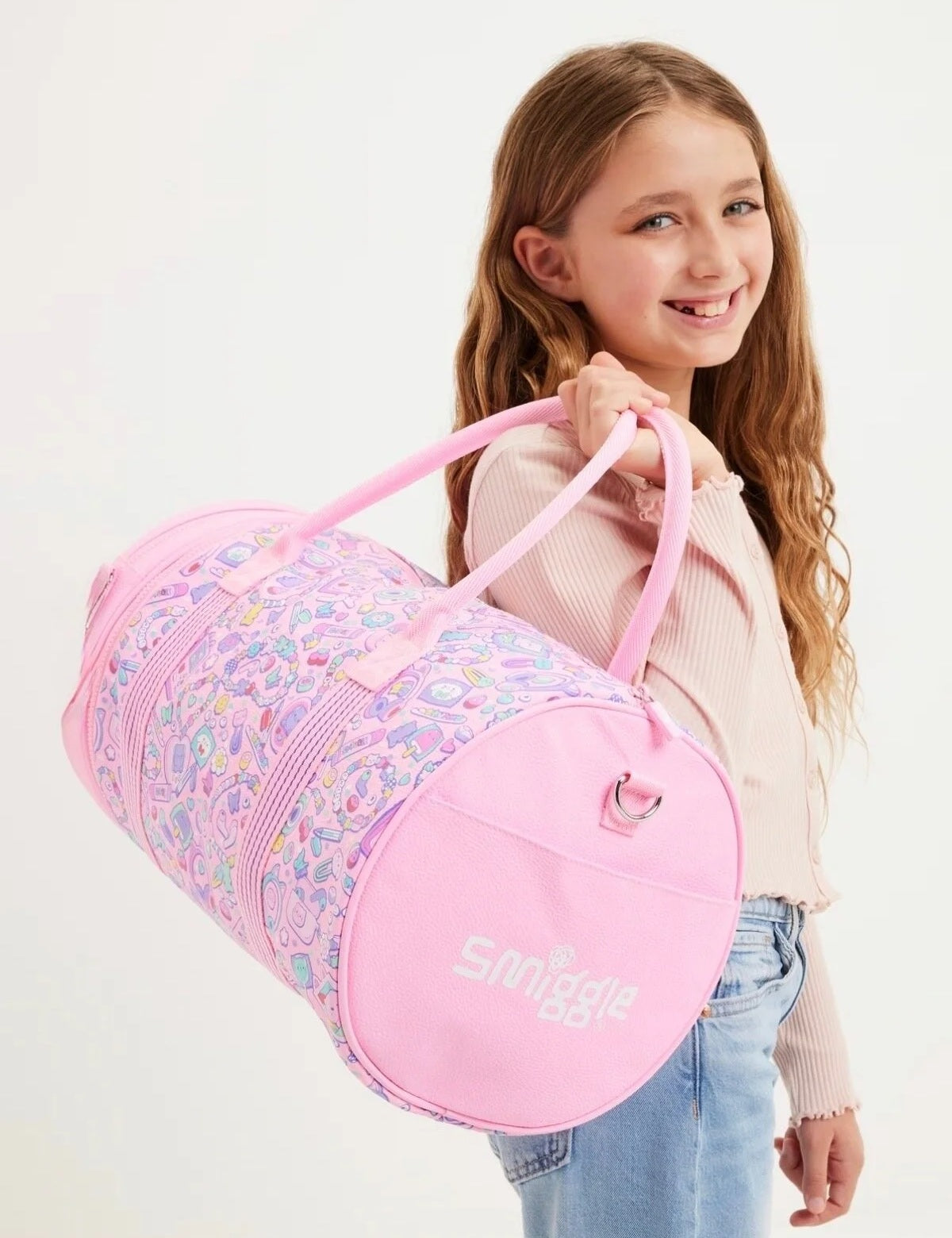 Smiggle - Super Charge 2 si 1 arada Pembe Omuz ve Spor Çantası