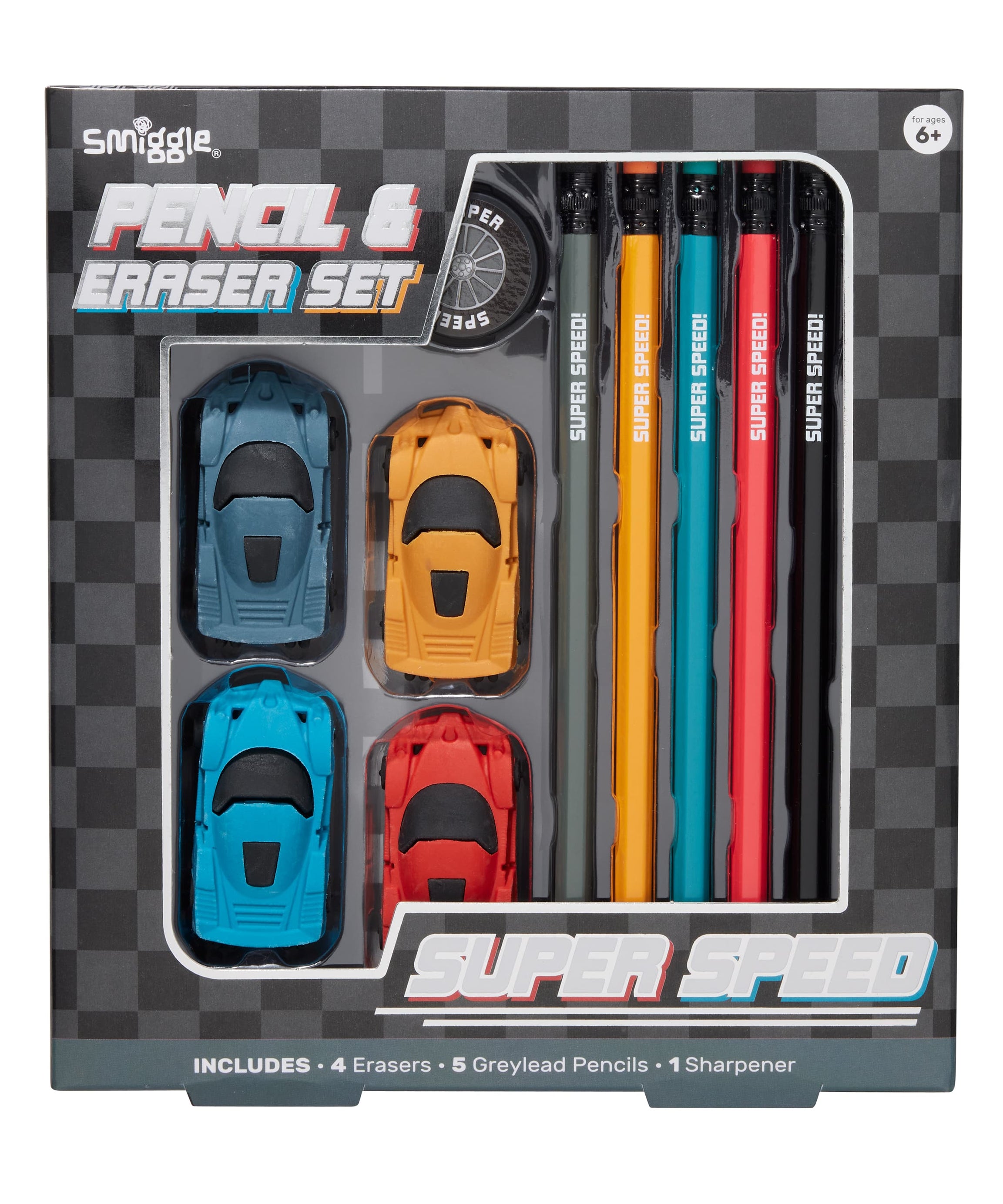 Smiggle - Super Yarış Kalem ve Silgi Seti