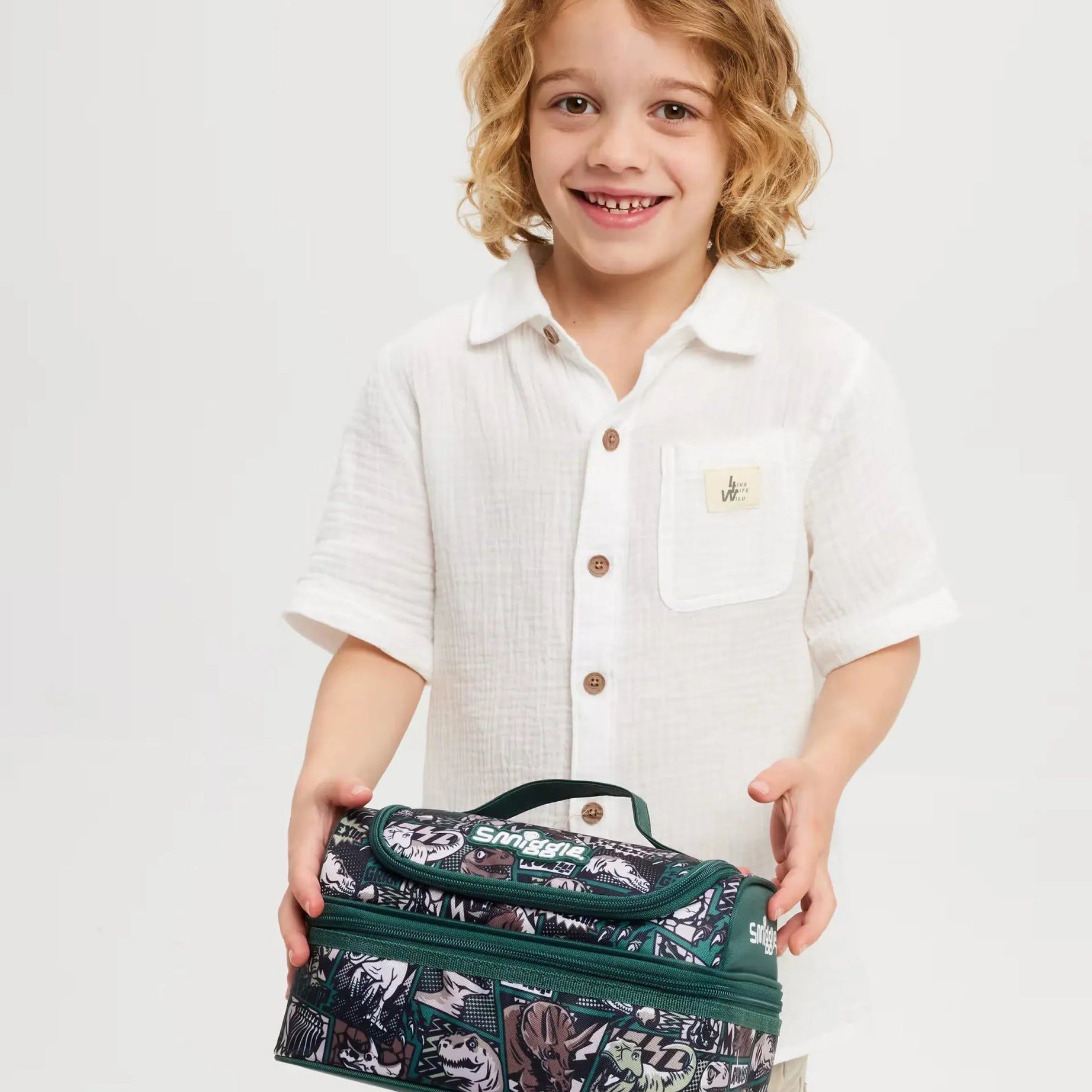 Smiggle - Wonder Çift Katlı Beslenme Çantası - Dinossi