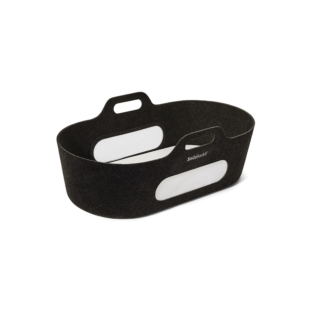 SnuzBaskit Graphite Moses Basket + Walnut Stand - Graphite / Walnut-Moses Baskets-Graphite / Walnut- | Natural Baby Shower