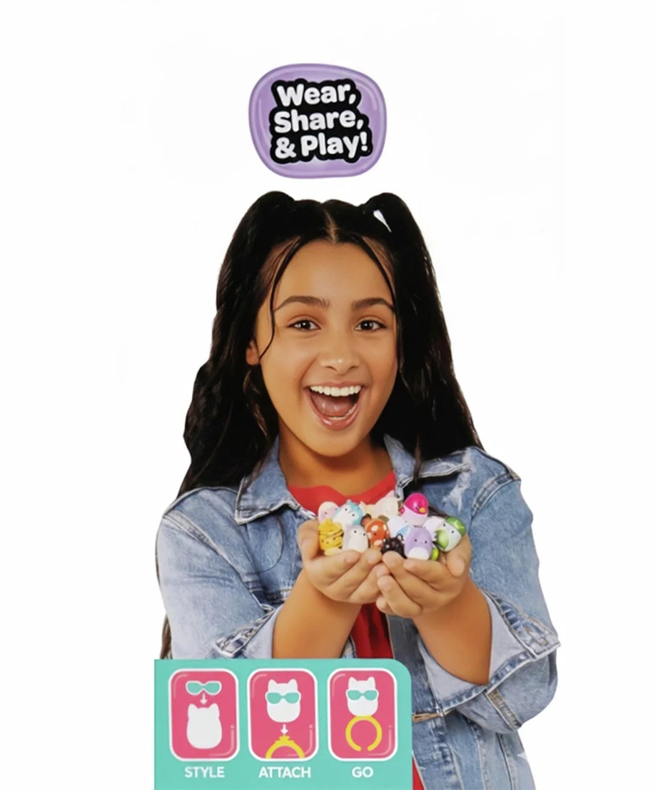 स्क्विशमैलोज़ - स्क्विश-ए-लॉन्ग्स 14 आकृति + अंगूठी सेट + 4 सहायक उपकरण विशेष श्रृंखला खिलौना