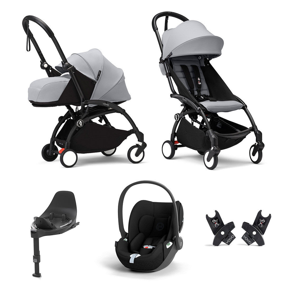 Stokke YOYO3 Newborn to Toddler Cloud T Travel System-Strollers-Stone-Black | Natural Baby Shower