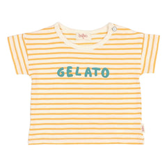 Búho - Striped Gelato Organic Cotton Baby T-Shirt | Yellow