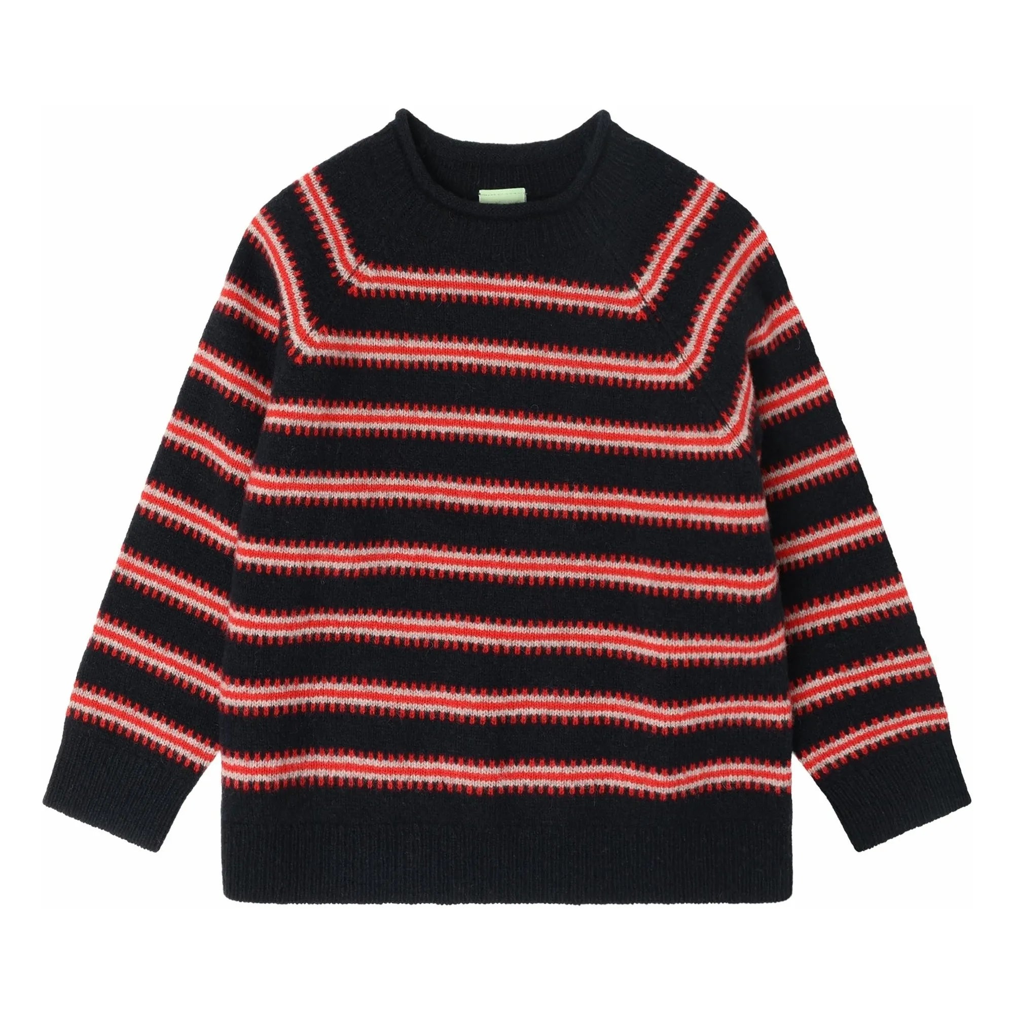 FUB - Çizgili Lambswool Kazak | Lacivert